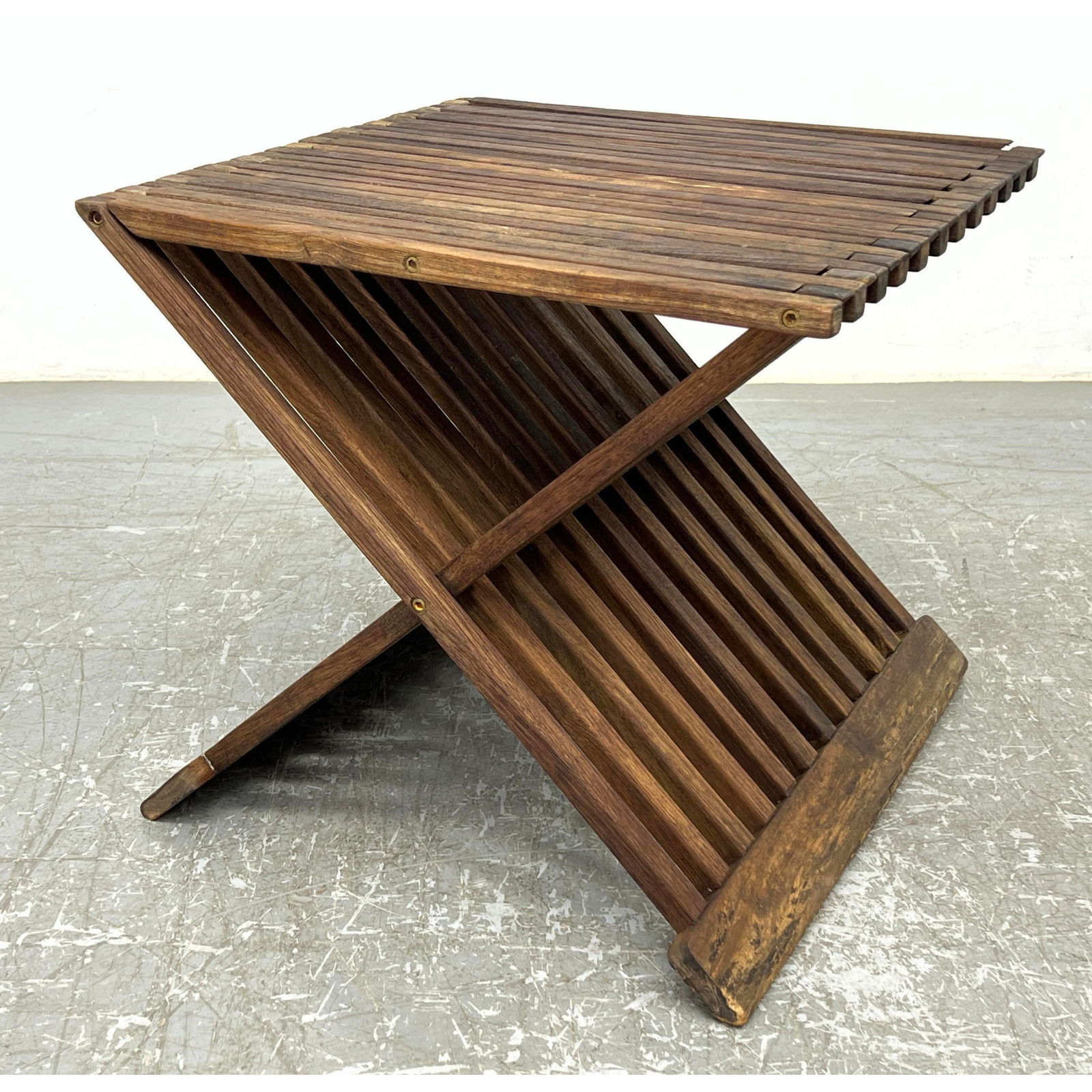 Campaign style craft wood side table (1 of 7)
