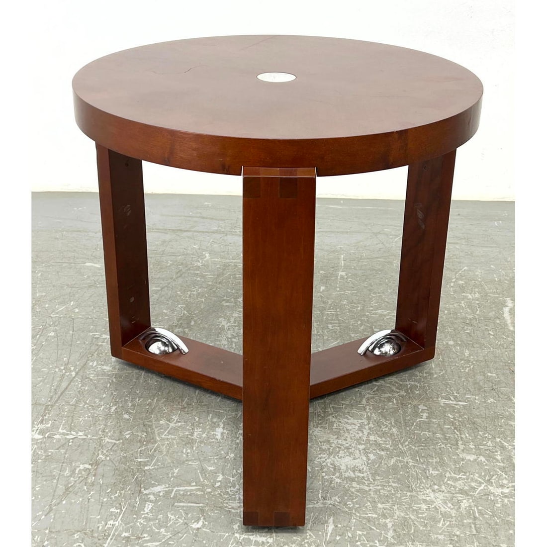 Henredon Ralph Lauren Odyssey Table . Labeled Underside: Henredon Ralph Lauren Odyssey Table . Labeled Underside Dimensions: Height: 24 inches, Width: 24 inches, Depth: 24 inches. --- - - We offer curbside delivery to NYC, Manhattan, Close Brooklyn, Hoboken