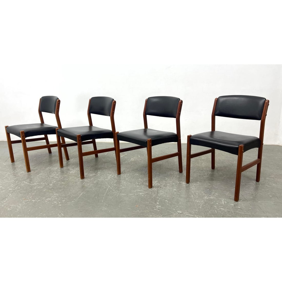 Set 4 Danish Modern Teak Frame Upholstered Dining Chairs Denmark (1 of 15)