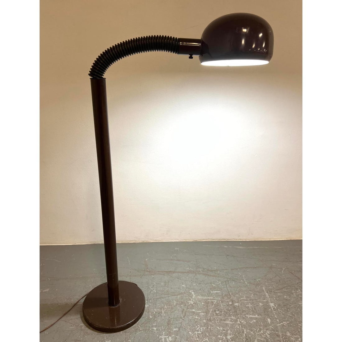 Modernist Brown Goose Neck Floor Lamp. (1 of 9)