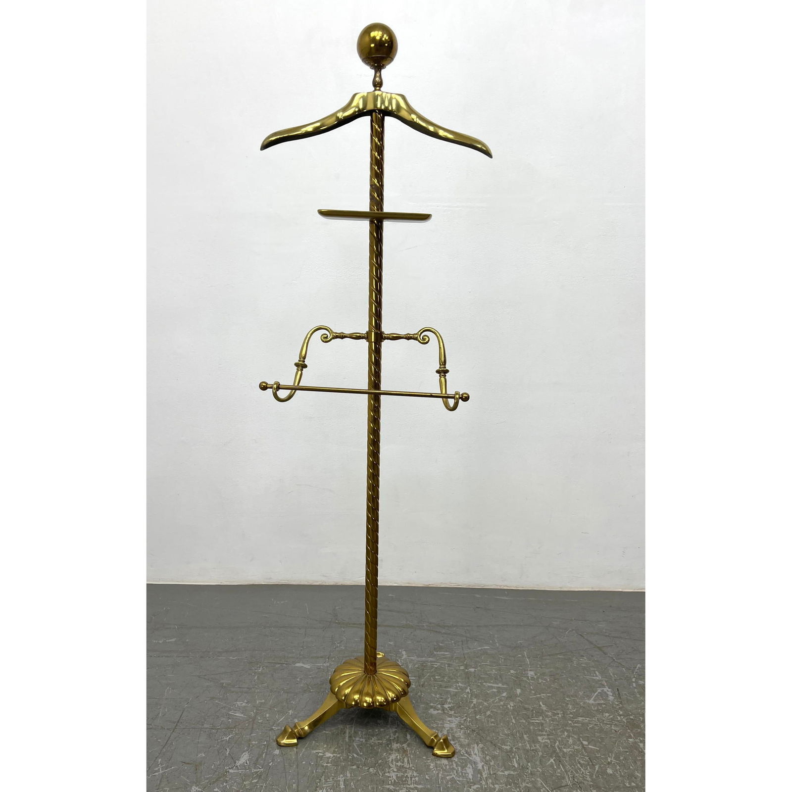 Solid Brass Italian style valet  Clothes stand with adjustable rod and shelves. (1 of 8)