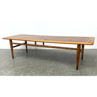 LANE Acclaim American Modern Walnut Coffee Table. Banded and Dovetailed Trim. Branded Mark. Andre B: LANE Acclaim American Modern Walnut Coffee Table. Banded and Dovetailed Trim. Branded Mark. Andre Bus. Dimensions: Height: 14.5 inches, Width: 56 inches, Depth: 19 inches. --- - - We offer curbside de