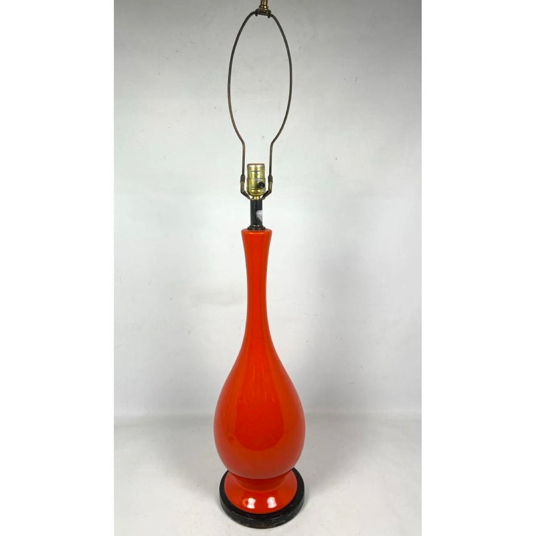 Red Orange Glazed Long Neck Table Lamp. Modernist bottle form. (1 of 12)