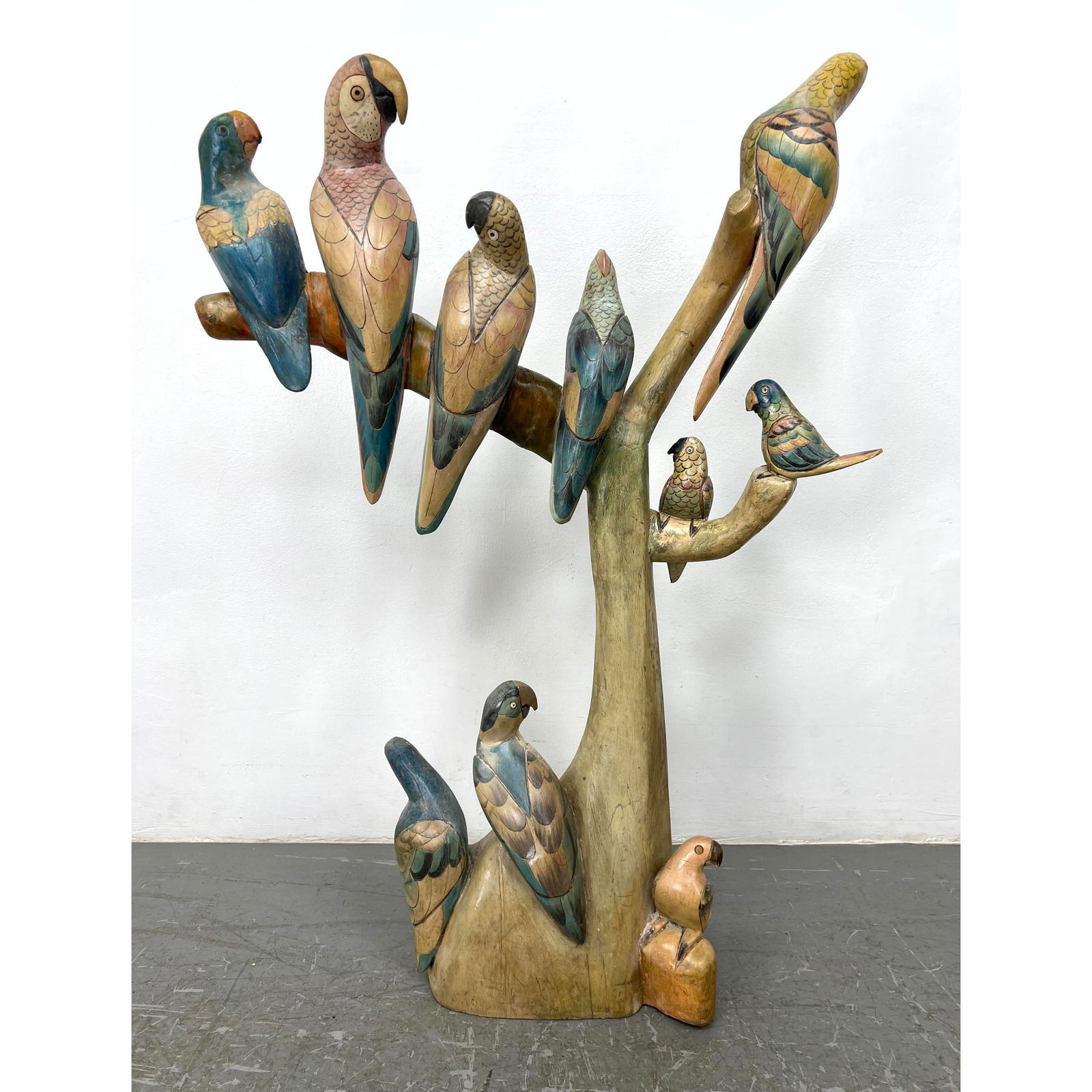 Sergio Bustamante Bird Tree. Carved Wood. Artist Signed . Painted Balsa Wood (1 of 11)