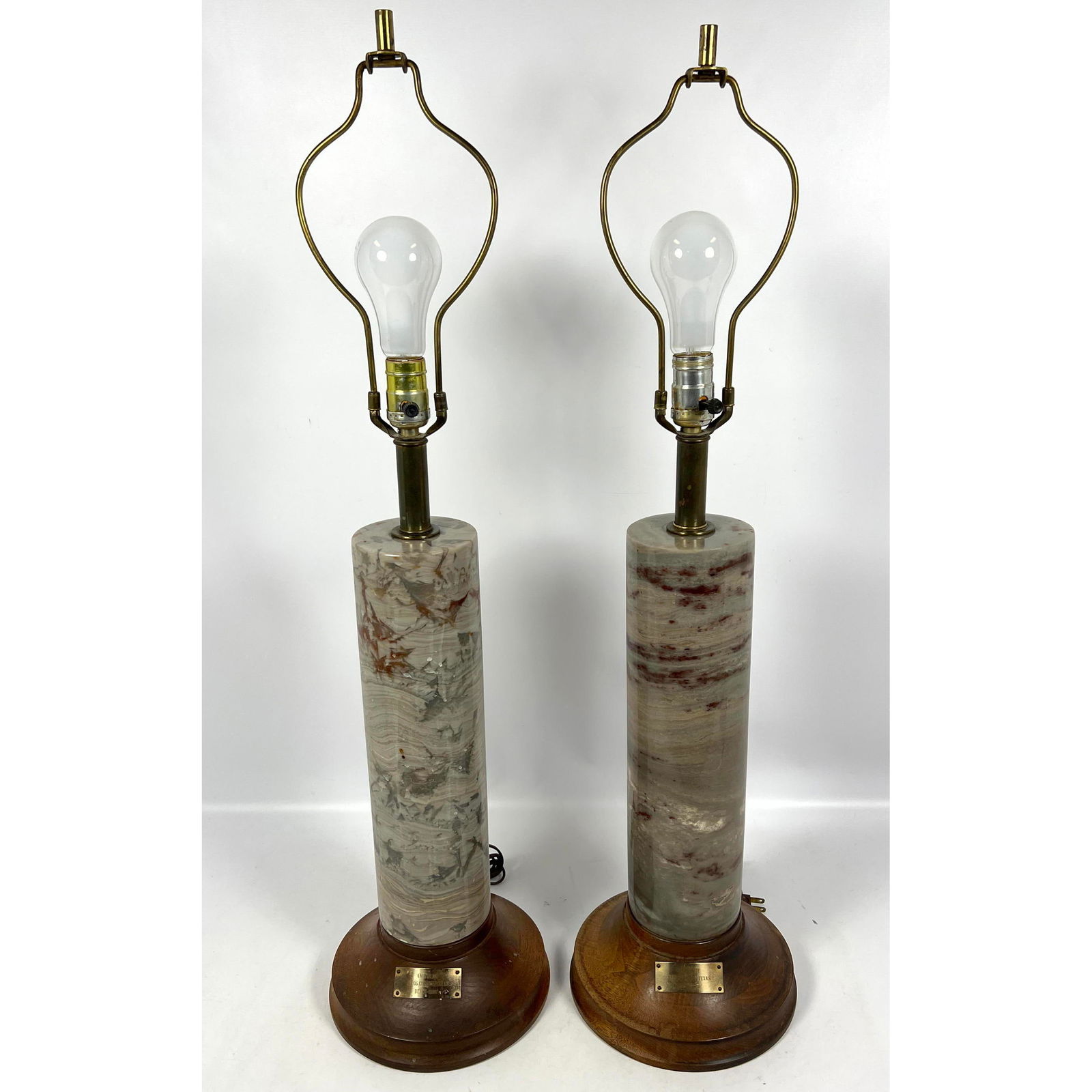Pair Decorator Table Lamps. Polished Anhydrite 2250' Depth Core Samples From Pecos County Texas.  He (1 of 13)