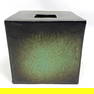 JIM WEBB American Studio Pottery Vessel Vase. Warm Turquoise Ombre Glaze on Cube Form. Marked with A