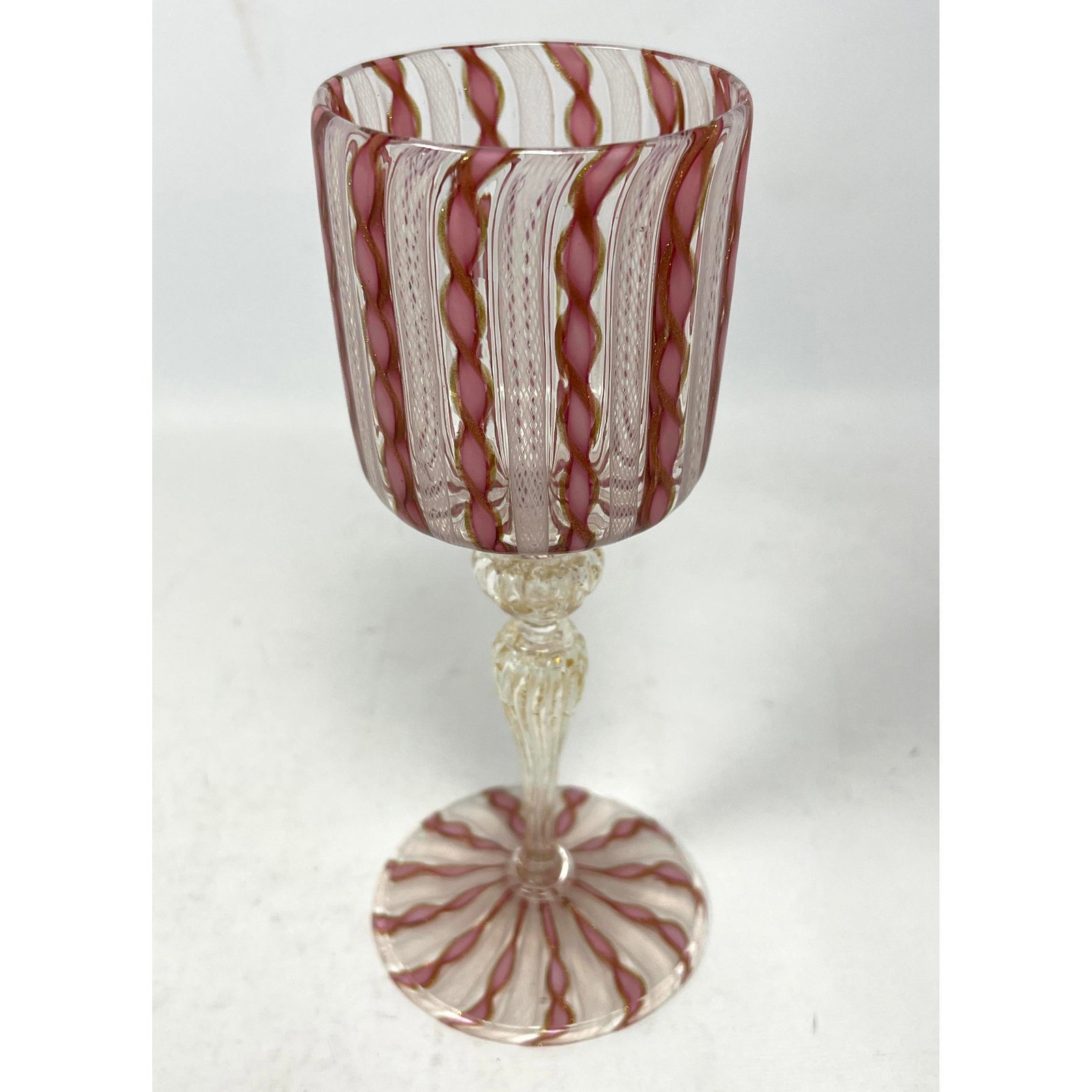 Latticino Italian Glass Goblet.  Venini style. Excellent Condition (1 of 8)