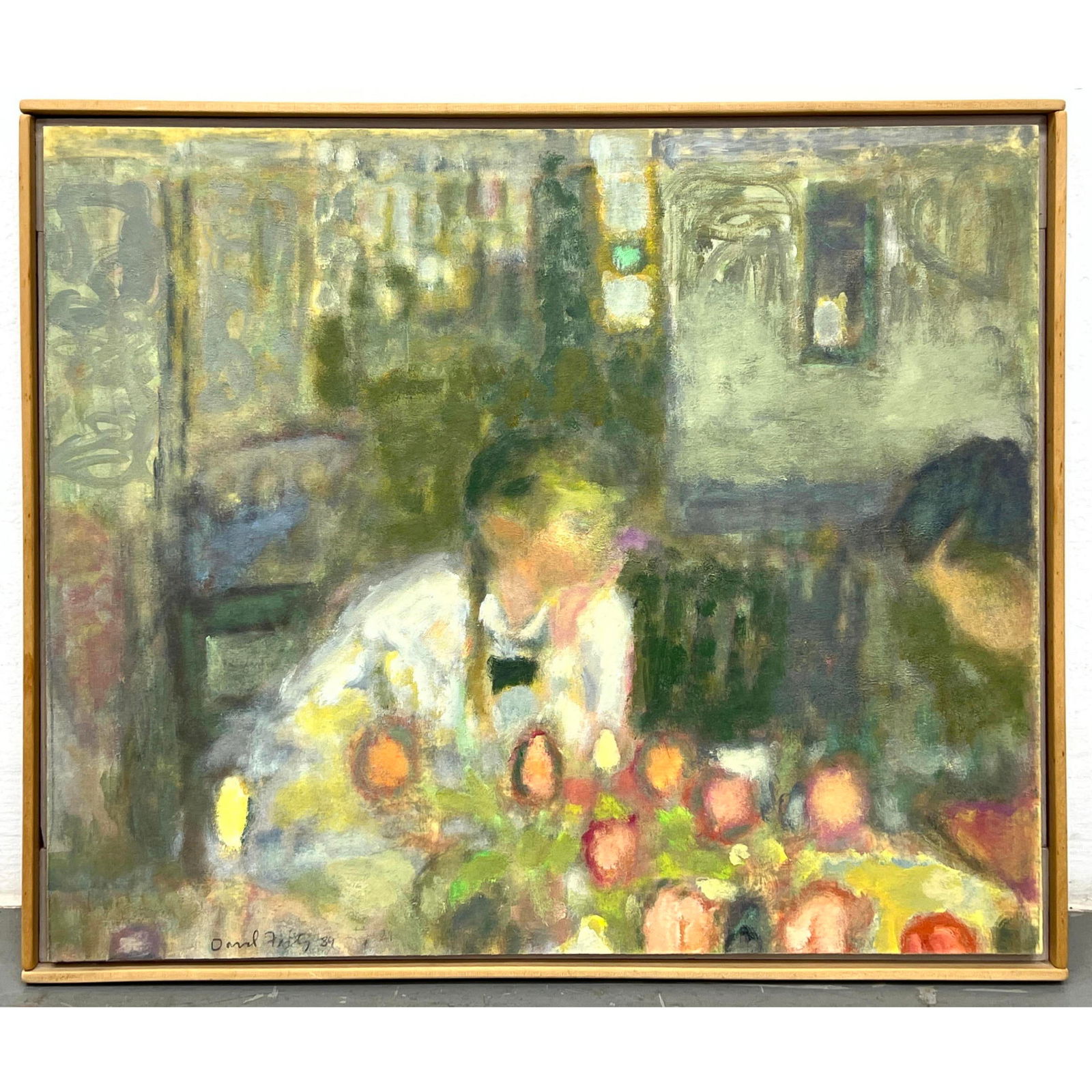 DAVID FERTIG Oil on Linen Painting. 1989. Girl at Table with Tulips. (1 of 7)