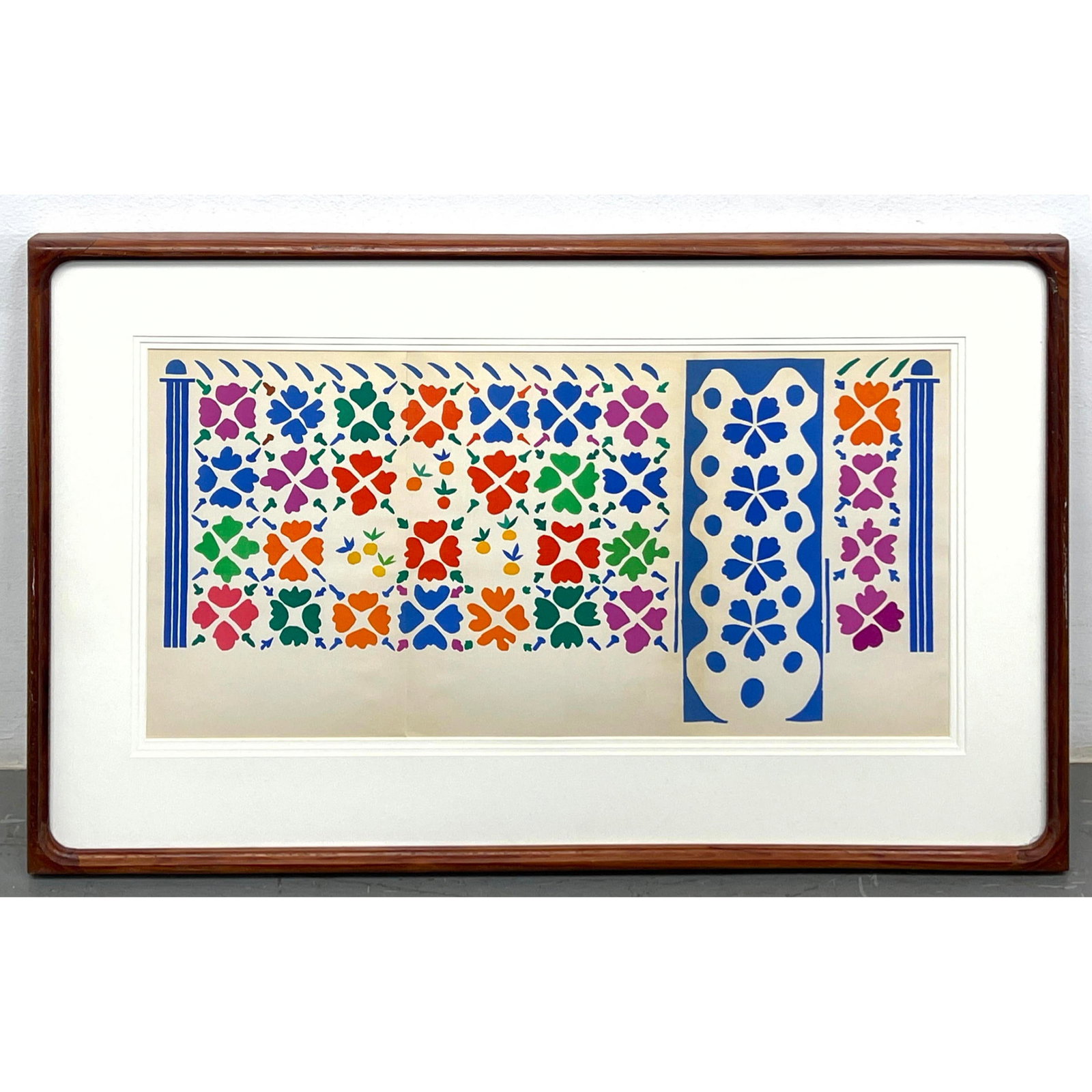 Matisse original color lithograph. Decoration fruits. From Verve.: Matisse original color lithograph. Decoration fruits. From Verve. Dimensions: Frame Height: 22.5 inches, Frame Width: 36.5 inches. - Image Size: Image Height: 14 inches, Image Width: 28.25 inches. ---