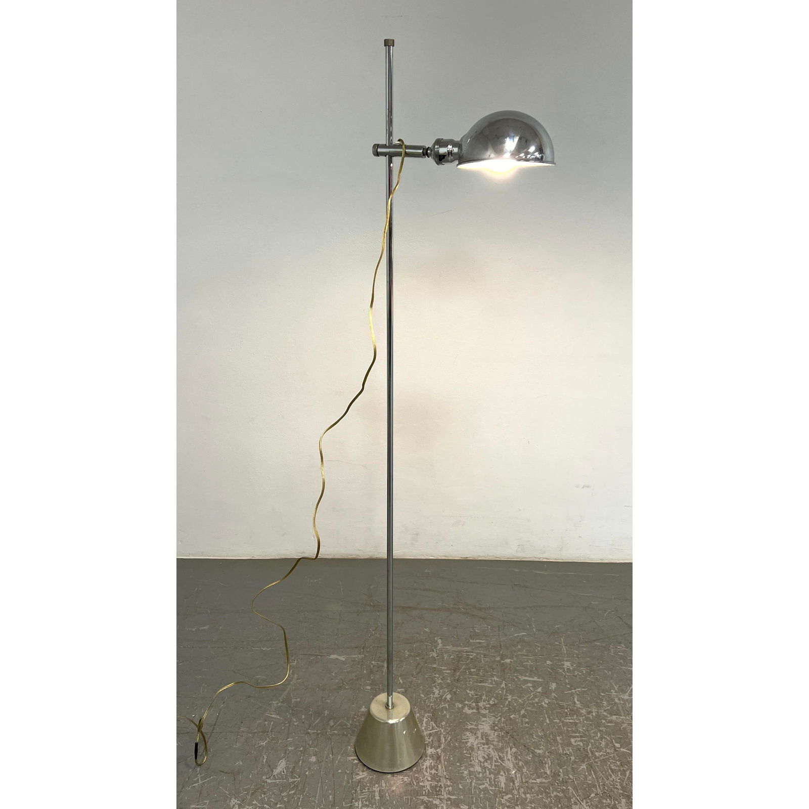 OMI Chrome Floor Lamp.  Adjustable Shade. Cone Base. (1 of 8)