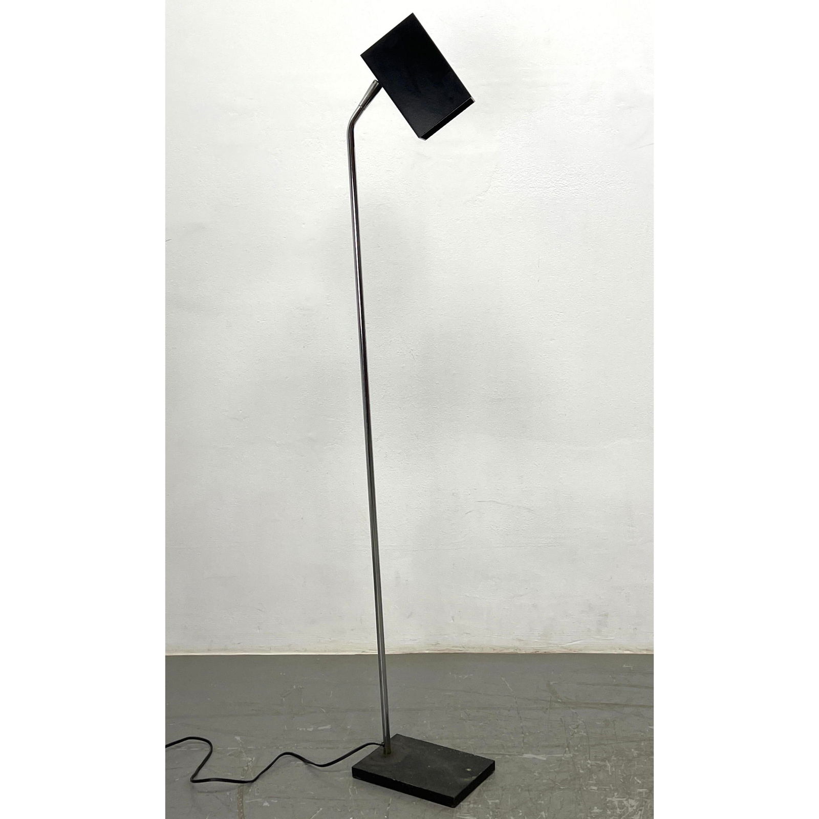 Robert Sonneman for George Kovacs Cube Floor Lamp. adjustable head. Heavy Base: Robert Sonneman for George Kovacs Cube Floor Lamp. adjustable head. Heavy Base Dimensions: Height: 49 inches, Width: 5.5 inches, Depth: 8 inches. --- - - We offer curbside delivery to NYC, Manhattan,