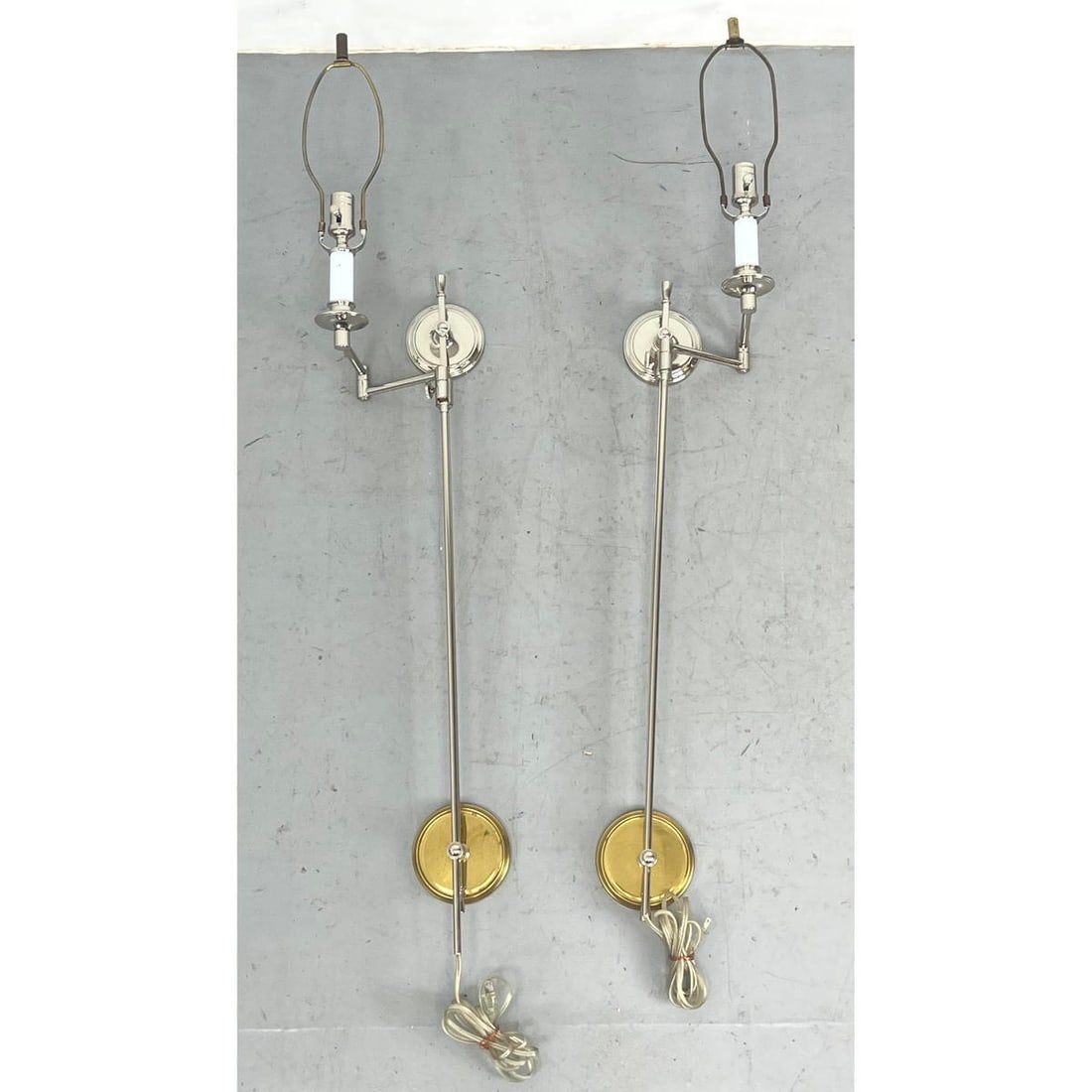 Modernist Nickel Plated Extension Arm Wall Sconces. Springer style. (1 of 12)