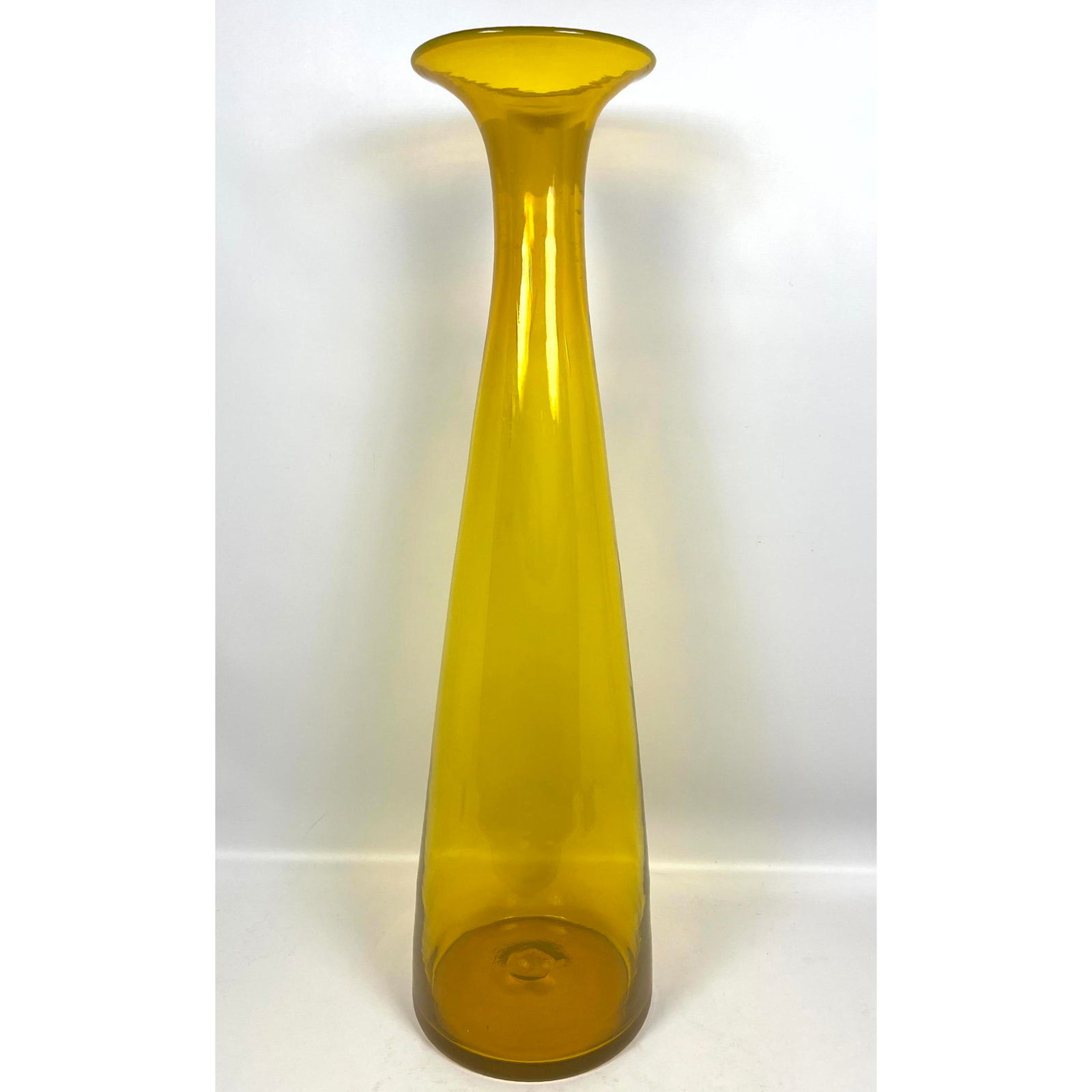 Exceptionally Large Jonquil Yellow Oversized Blenko Bottle Floor Vase by Wayne Husted. Art Glass. No (1 of 8)