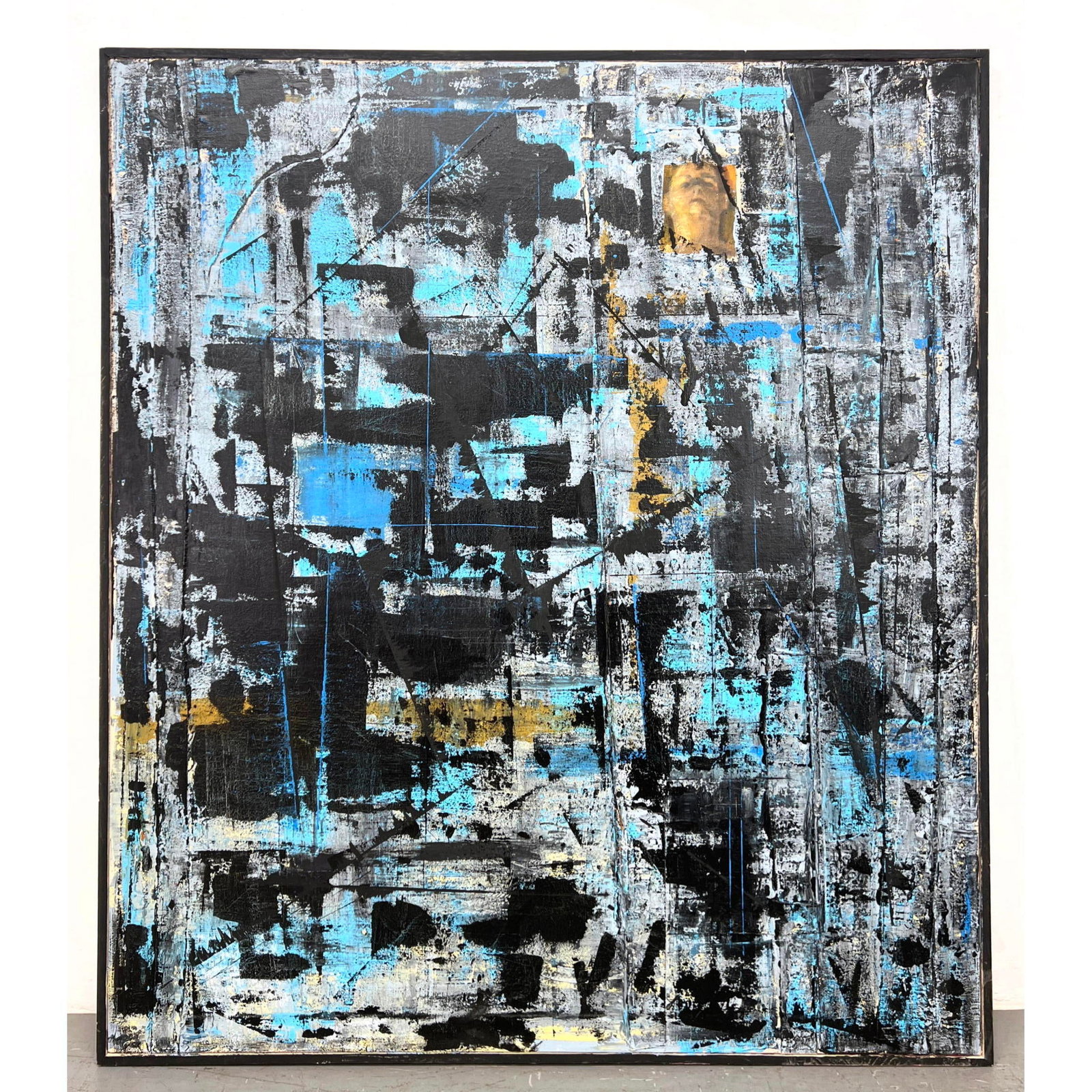 Very Large DENNIS SAKELSON Abstract Painting on canvas. Man's Face. Signed Modernist Painting (1 of 11)