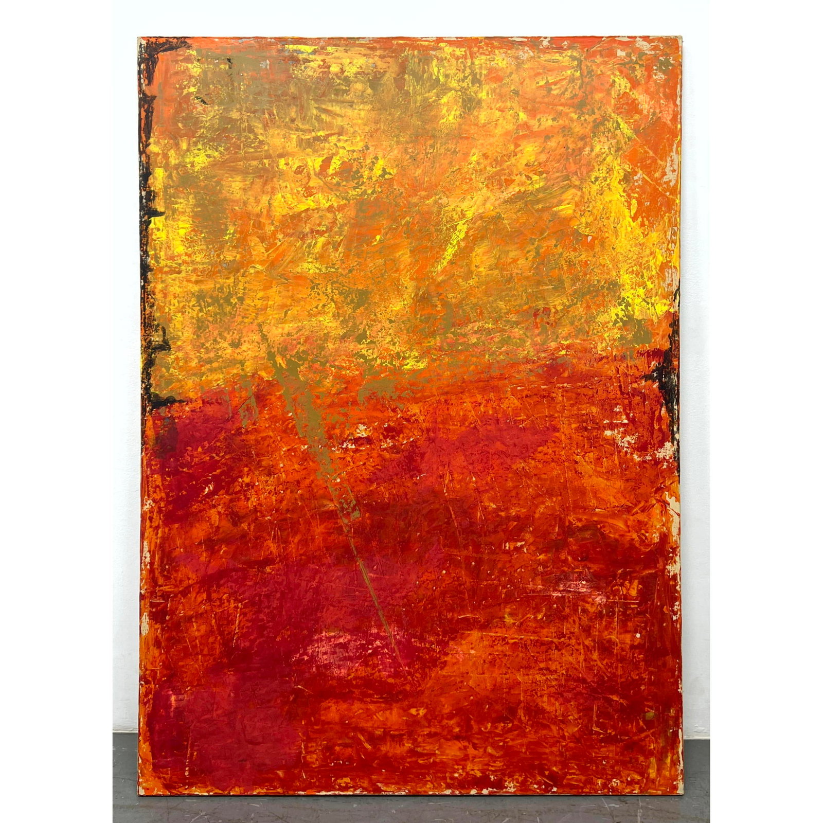 Large DENNIS SAKELSON Abstract Modernist Painting. Signed.  Sunset palette. (1 of 6)
