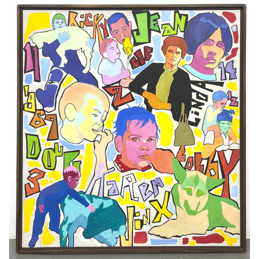 Abstract Modern OP ART Painting on Canvas.  Colorful Graffiti art. (1 of 7)