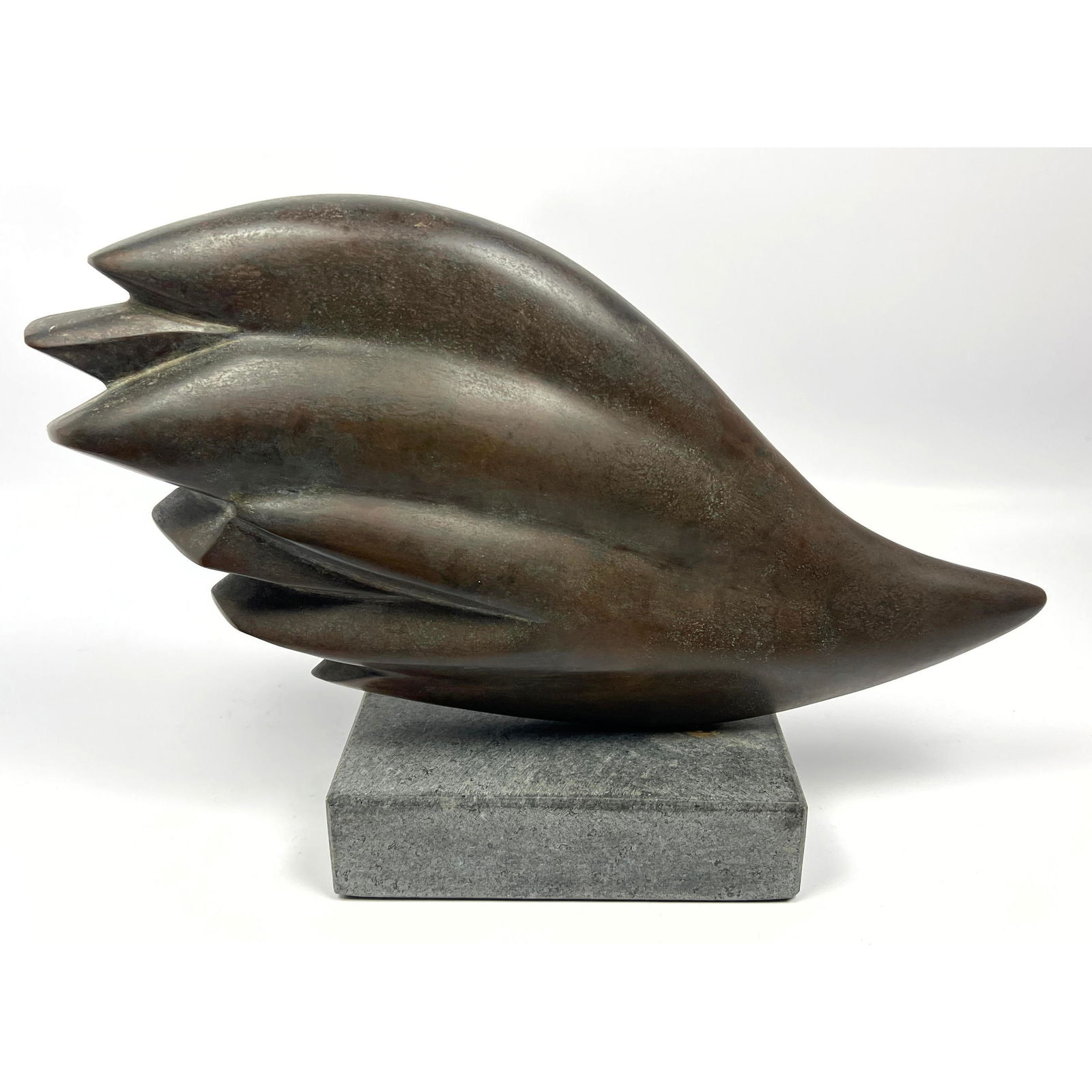 STANIMIR PAVLOVIS Modernist Bronze Abstract Sculpture. Stone Platform Base. Label: Artist from Belgr (1 of 9)