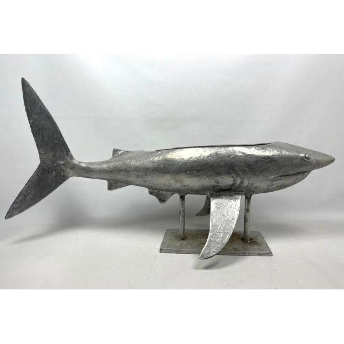 Sculptural Aluminum Shark Form Planter. Table sculpture. (1 of 10)