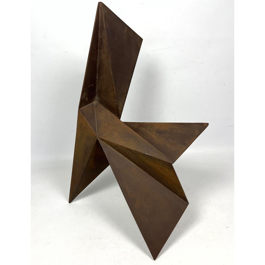 Gerald DiGiusto Sculpture. Cor Ten Steel Sculpture. "Folded" Angled Geometric Forms (1 of 10)