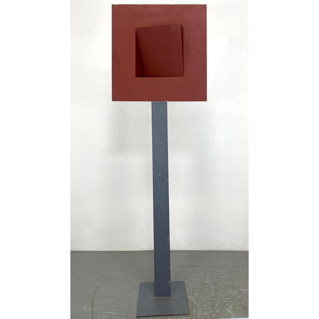 Gerald DiGiusto Modernist sculpture. Square within a Square mounted on painted steel column. 2 Parts (1 of 7)