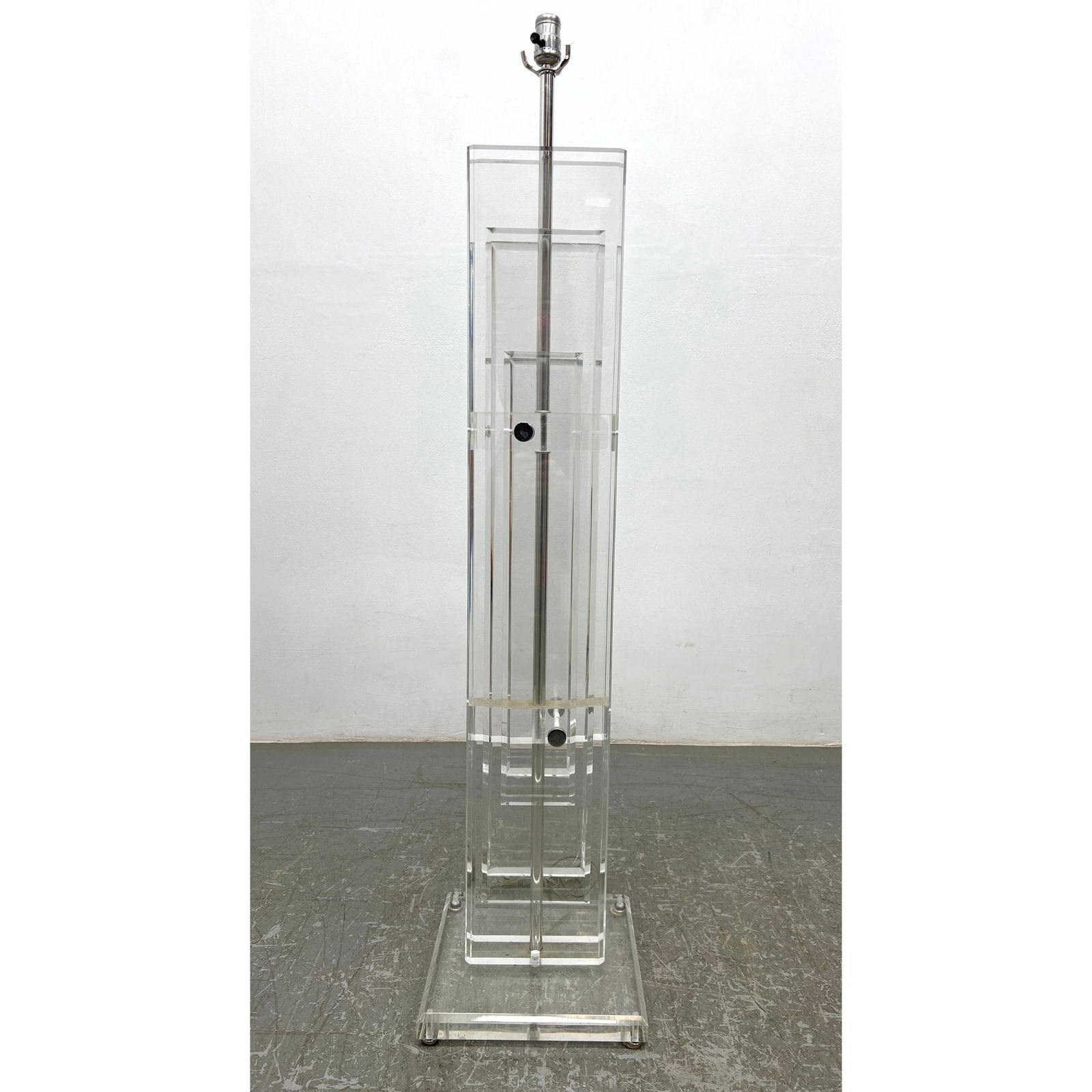 Tall Lucite modernist Floor Lamp. Thick Heavy Lucite. Thick panels. (1 of 8)