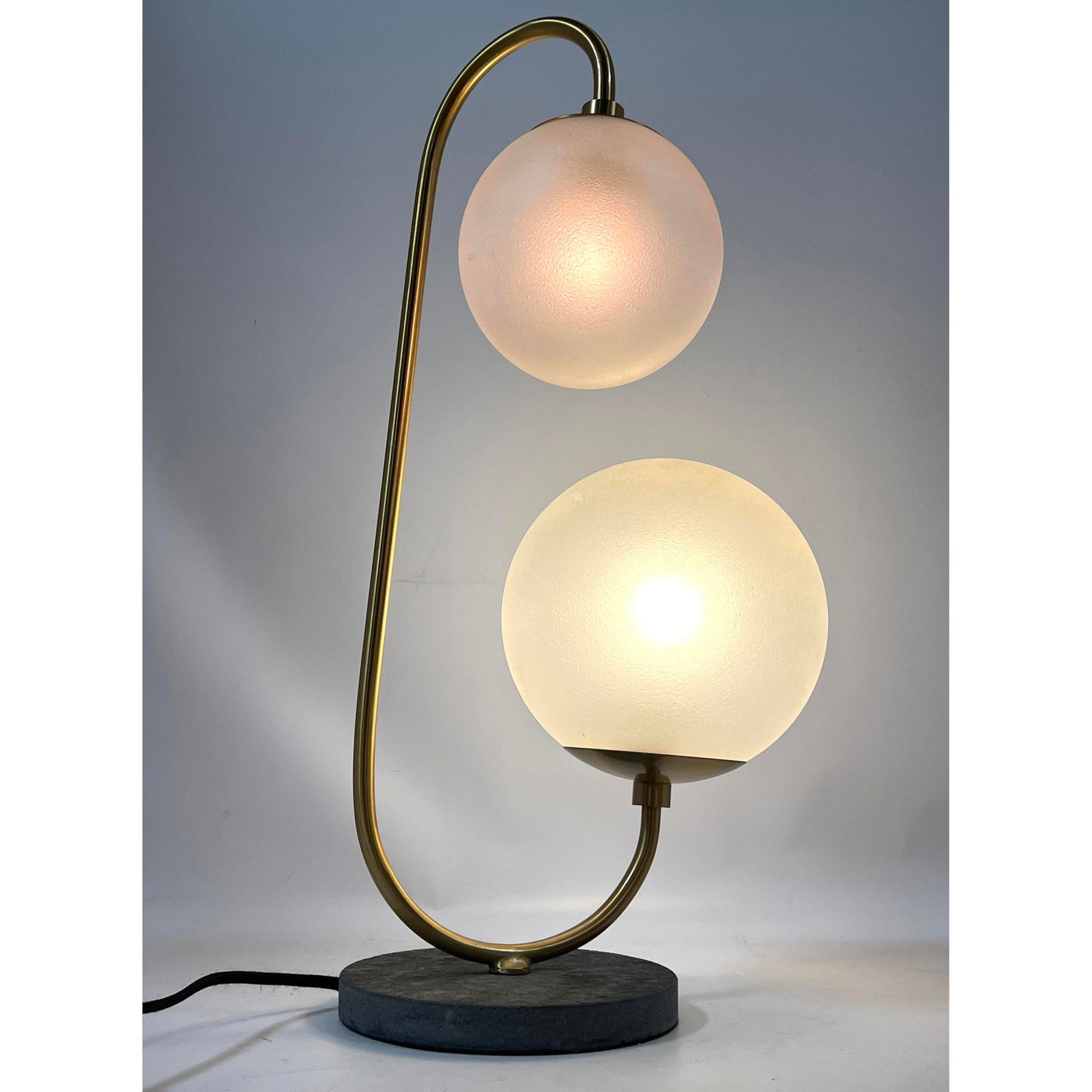Modernist Double Ball Table Lamp.  Stone base. (1 of 10)