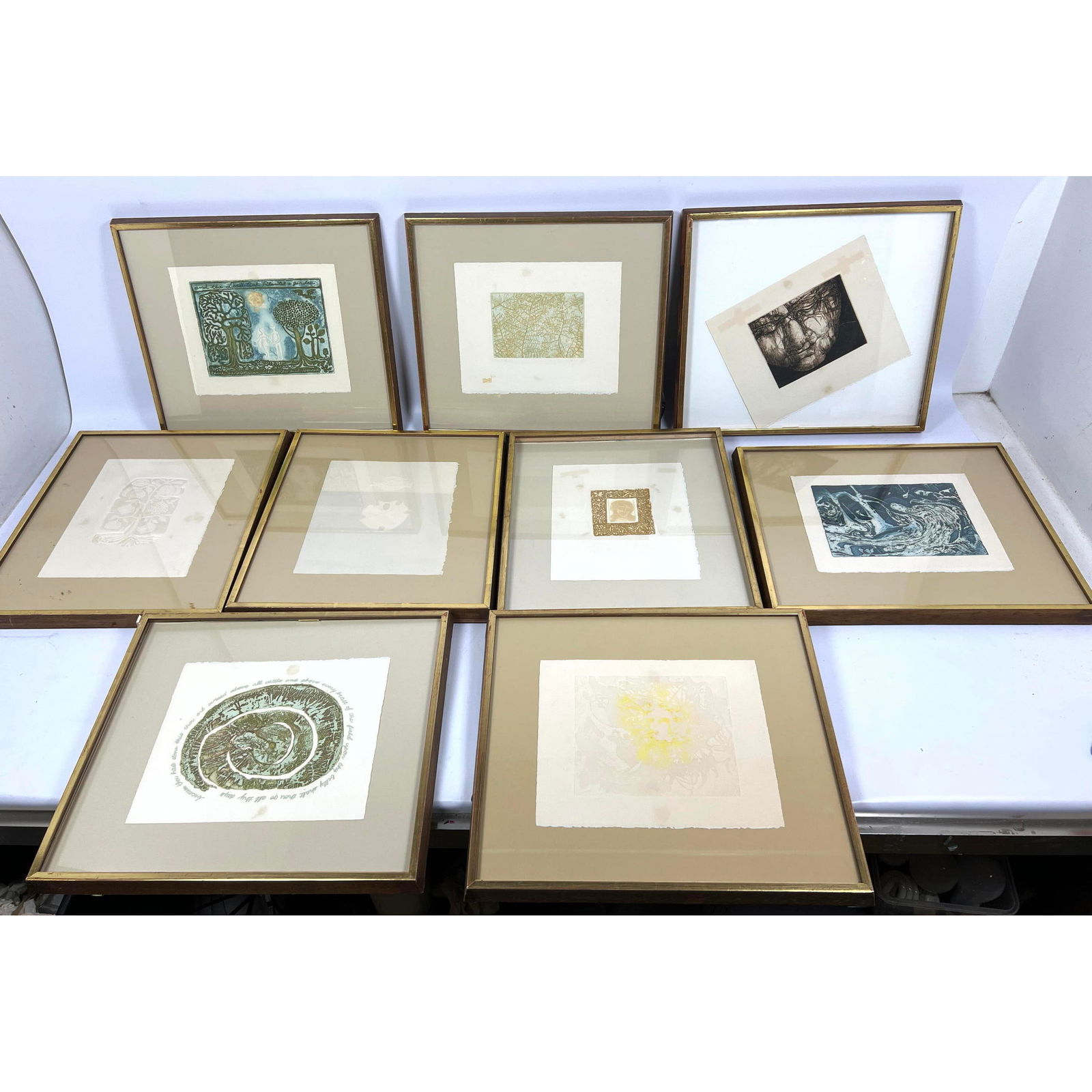 9 embossed prints. Naomi Charles Limont. Genesis series.  Unsigned. Labeled on backs. (1 of 20)