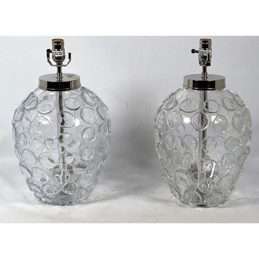 Pair Vaughan Heavy Glass Table Lamps with Applied Glass circles. (1 of 11)