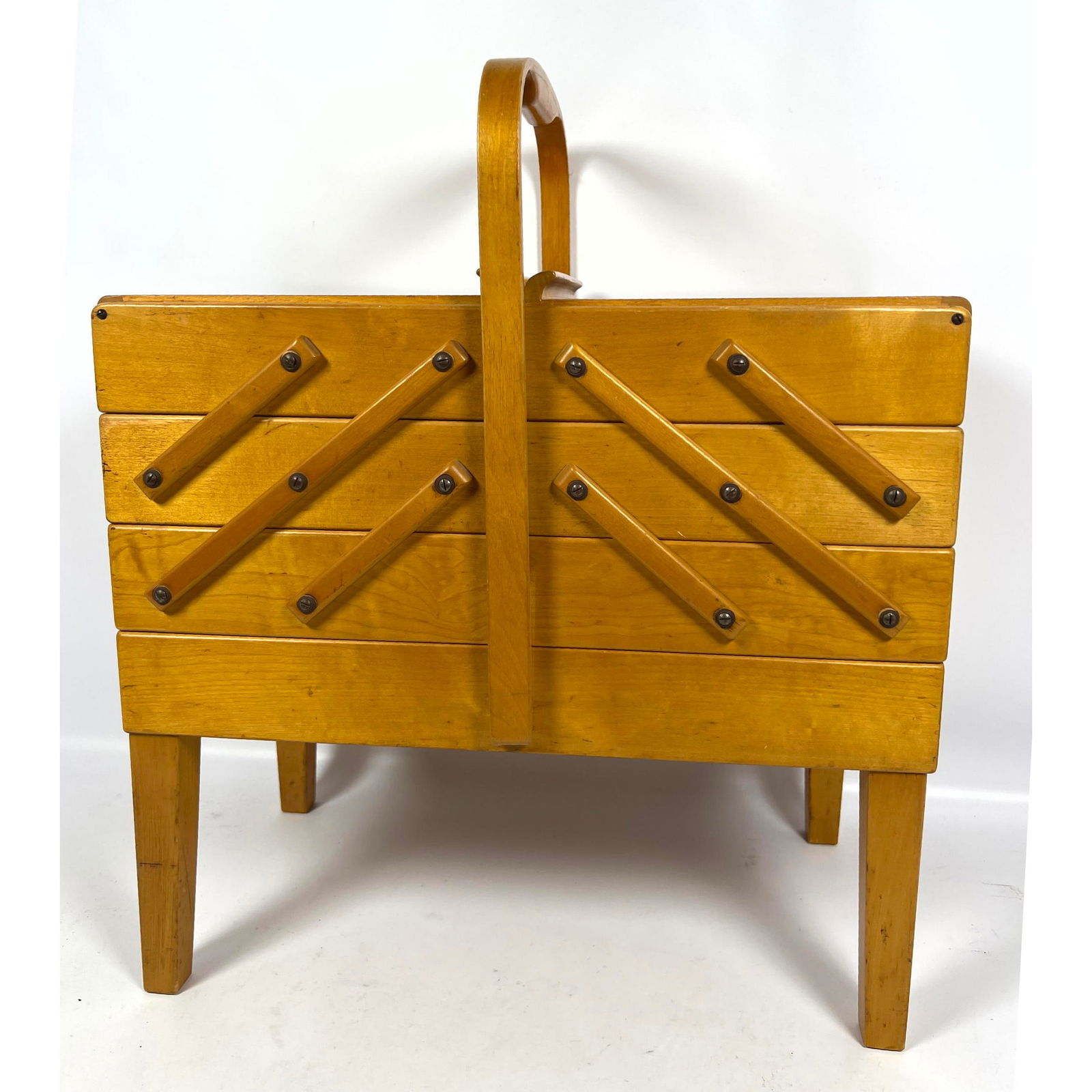 Norway STROMMEN BRUK HAMAR Sewing Box. Stacked storage drawers levels  with hinged design. Label. Sc (1 of 12)