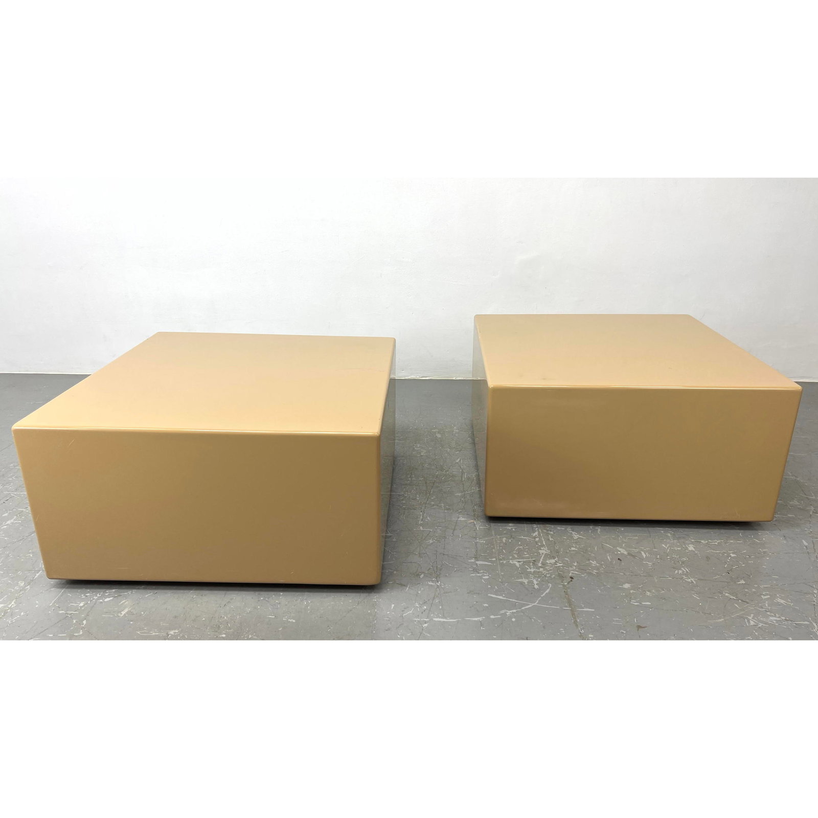 Pr Mid Century Modern Block Coffee Side Tables. Square forms. (1 of 12)