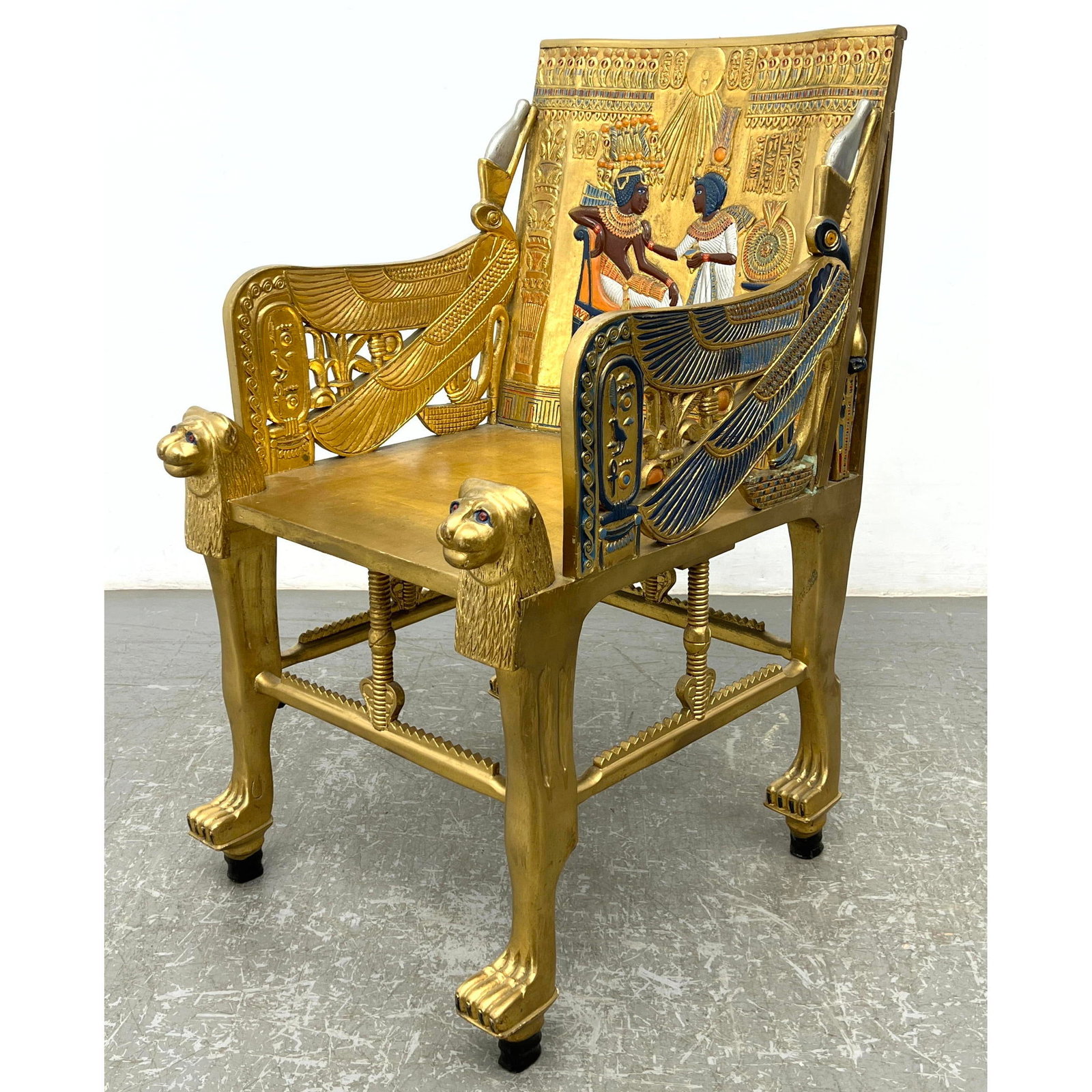 Decorator Egyptian Style Throne Chair. Tutankhamun.  Paint and Gilt decoration. (1 of 15)