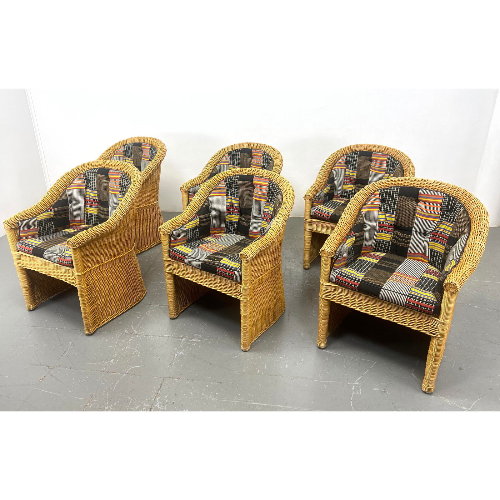 Set 6 Bielecky Brothers Wicker Arm Chairs. (1 of 14)