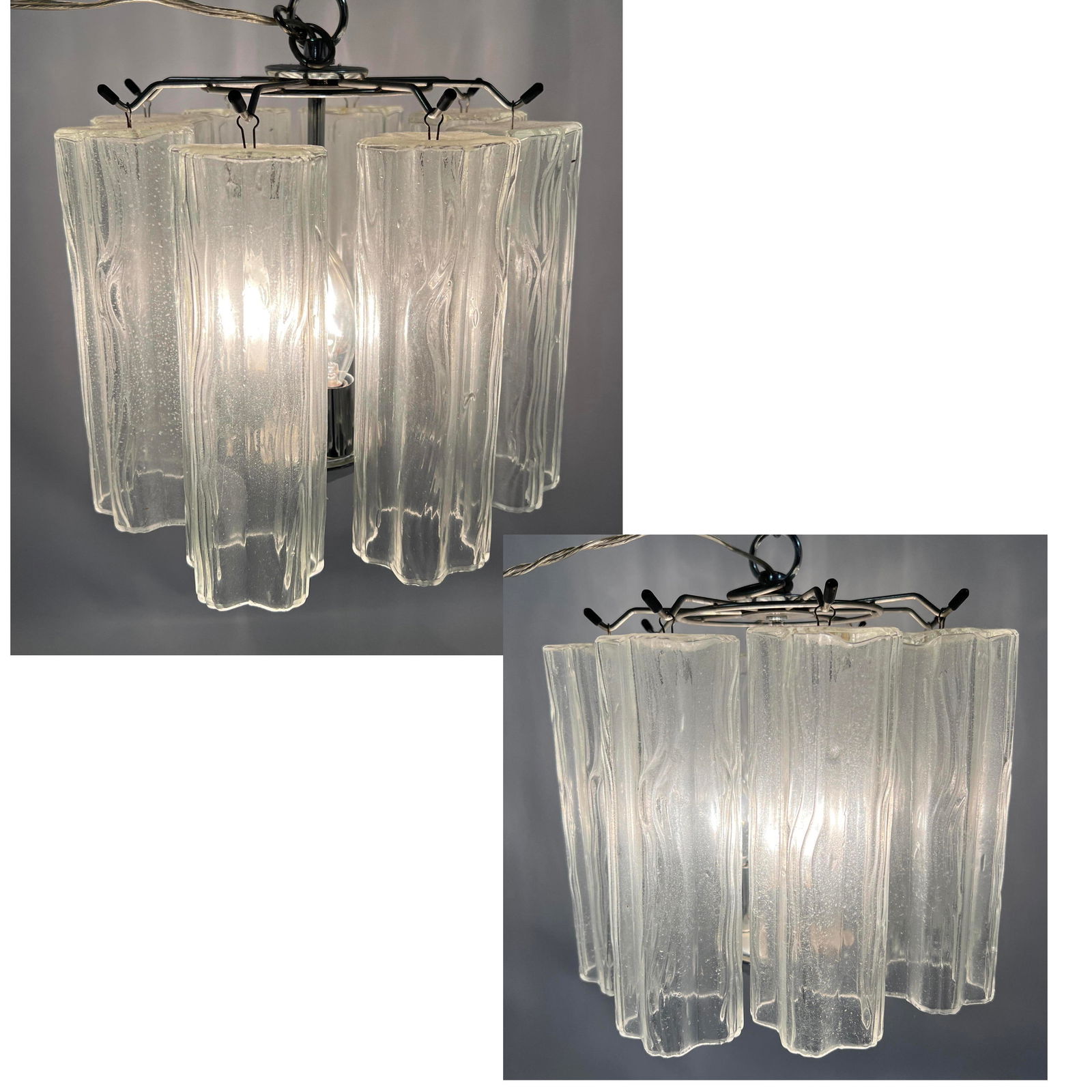 2 Small Murano Glass Pendant Lamp Chandelier. Shaped glass Tubes. (1 of 20)