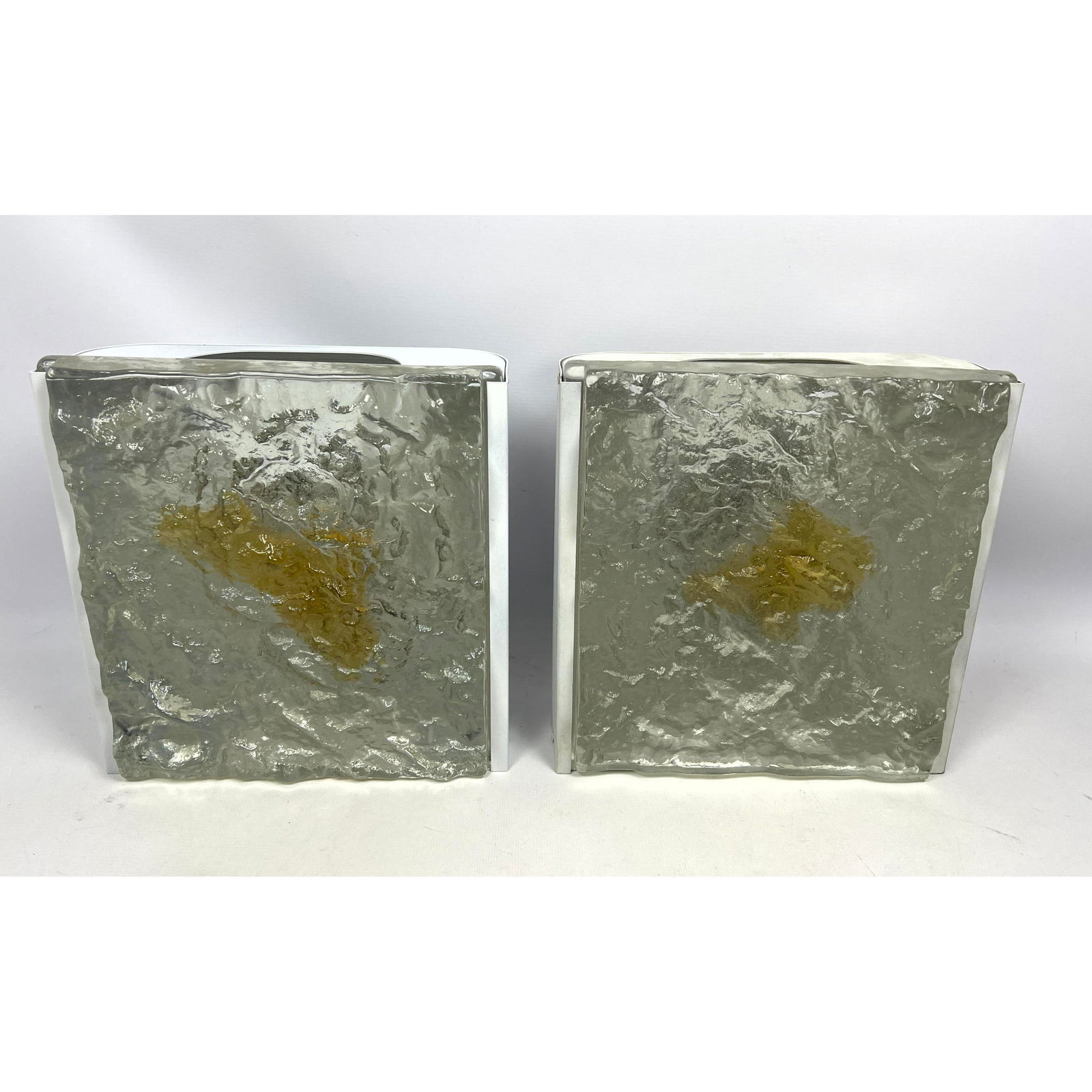 Pair of Venini White and Amber wall sconces. (1 of 13)