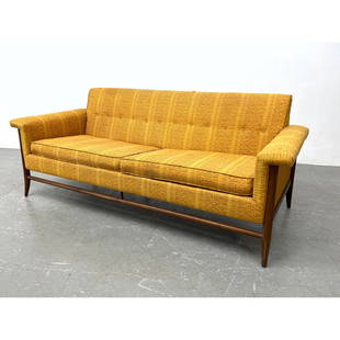 Richardson Nemschoff sofa couch with cane and walnut frame.: Richardson Nemschoff sofa couch with cane and walnut frame. Dimensions: Height: 30 inches, Width: 76 inches, Depth: 31 inches. - Seat Height: 18 inches --- - - We offer curbside delivery to NYC, Manha