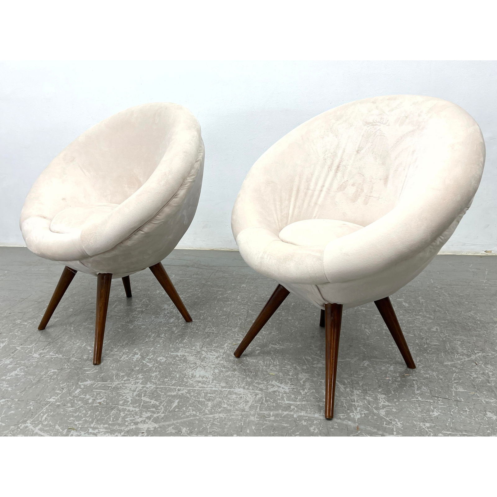 Pair Jean Royere style egg chairs.  Newer construction. (1 of 10)