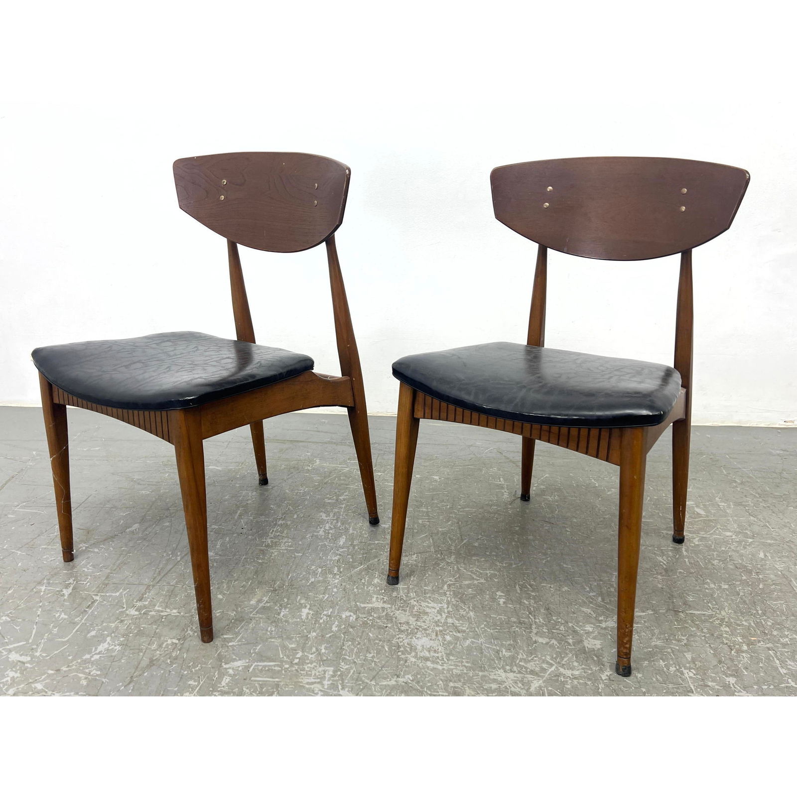 Pr DAYSTROM Side Chairs. Black Vinyl Seats. Backrests have brass Stud Details. Label. (1 of 13)