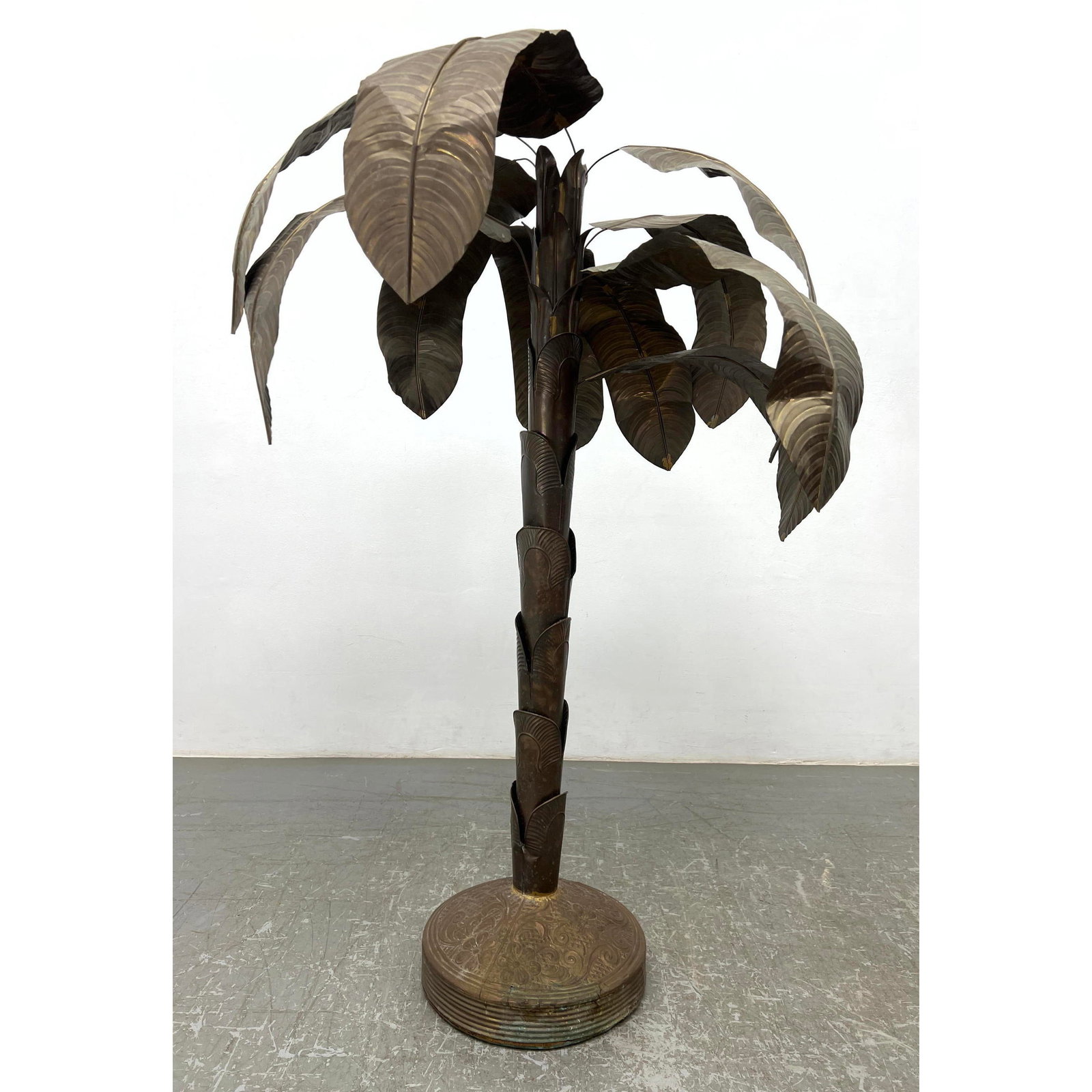 Hammered Metal Figural Palm Tree Sculpture. 53" Tall. Leaves come off and can be adjusted (1 of 11)