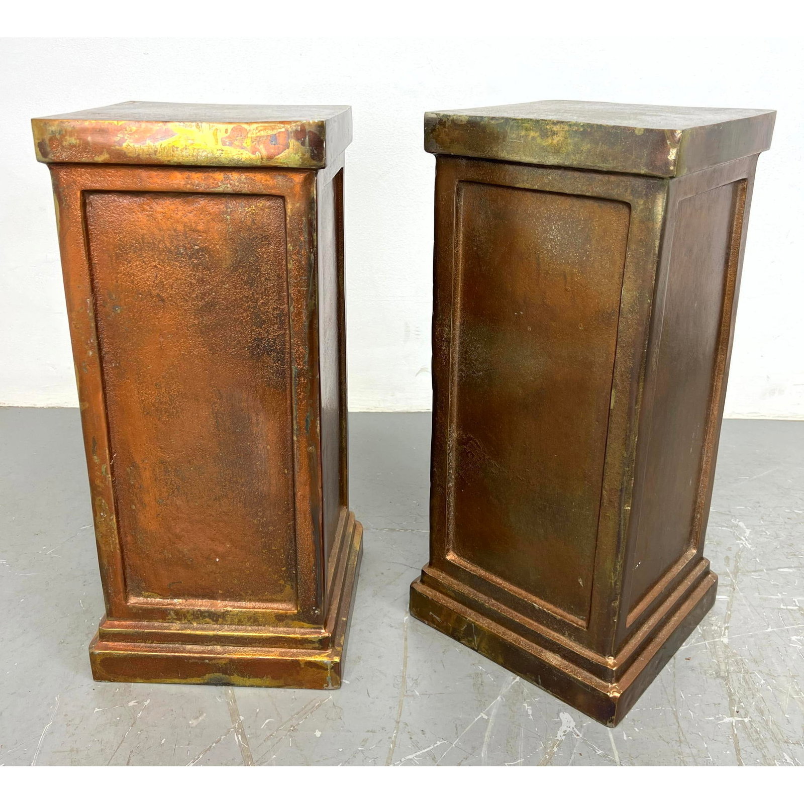 2pc Metal Square Column Display Pedestals. Stepped bases. Made in India. (1 of 12)