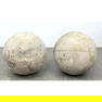 Pair 17" Solid Cast Stone Outdoor Garden Ball Sculptures. Has small flat spots on bottom to keep fro