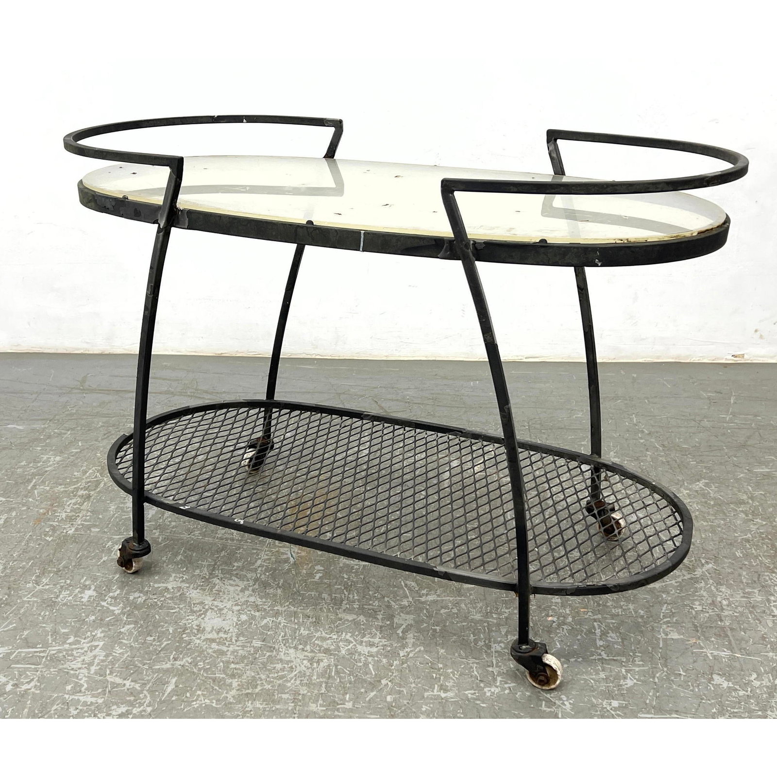 Russell Woodard oval outdoor serving cartPlexiglass cut top: Russell Woodard oval outdoor serving cartPlexiglass cut top Dimensions: Height: 27.5 inches, Width: 40.5 inches, Depth: 20 inches. --- - - We offer curbside delivery to NYC, Manhattan, Close Brooklyn,