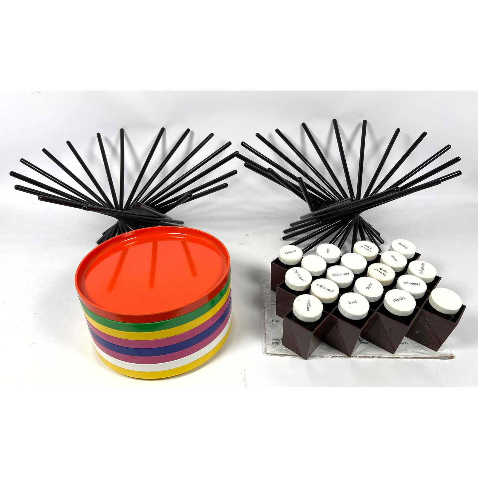 Modernist Lot. Massimo Vignelli Heller plates. Vintage Mod Plastic Copco Spice Rack. Postmodern Swiv (1 of 17)