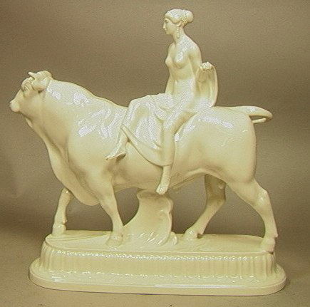 KPM Porcelain Figure Sculpture EUROPA Riding a Bu: KPM Porcelain Figure Sculpture EUROPA Riding a Bull. Signed on base AMBERG.-- Dimensions: H: 16 inches: W: 16 inches: D: 5 inches ---