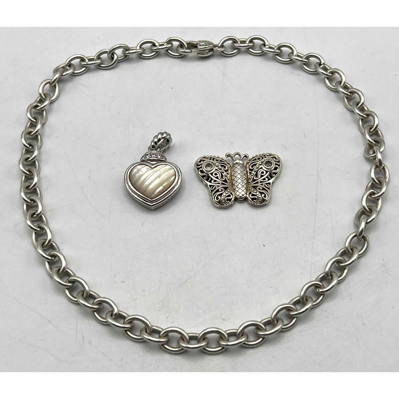 3pc JUDITH RIPKA and KC STUDIO Sterling Jewelry. 18" Sterling RIPKA Link Chain Necklace. 2) RIPKA MO (1 of 12)