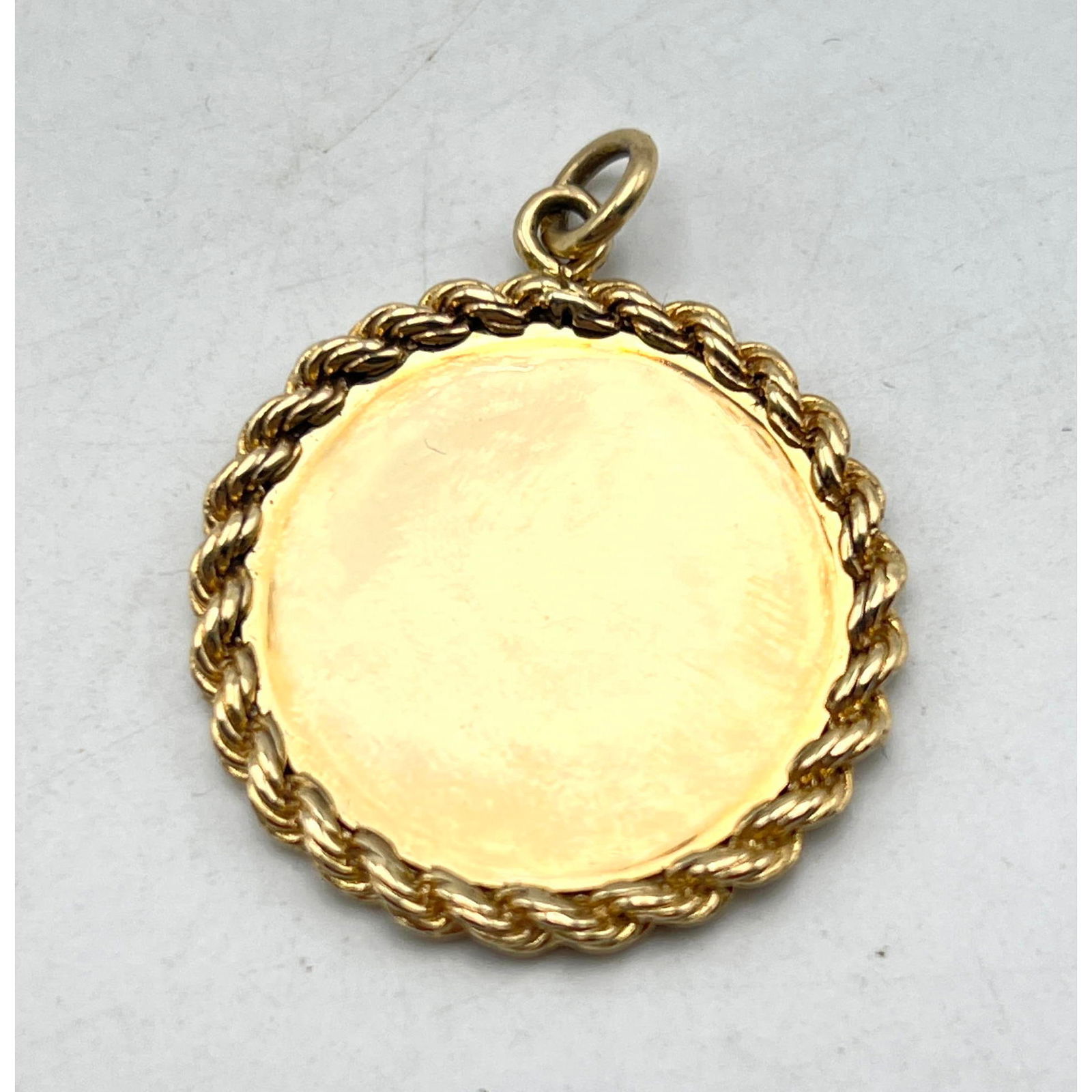CARTIER 14K Gold Round Pendant Charm. Twisted Rope Cable Trim. Marked Cartier, 14K (1 of 6)
