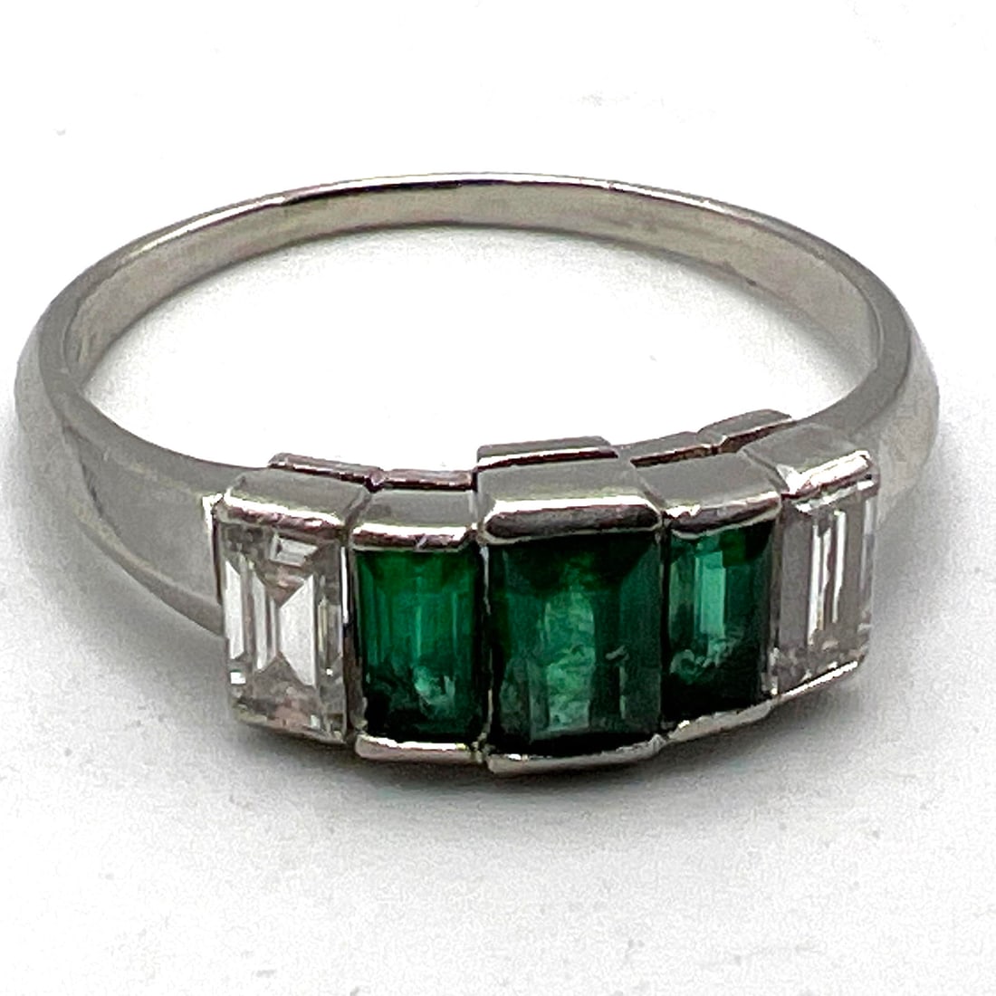 Platinum Emerald and Diamond Ladies Ring. (3 total) .65+ Carat Emeralds. Size 8. Comes with GAL Cert (1 of 8)