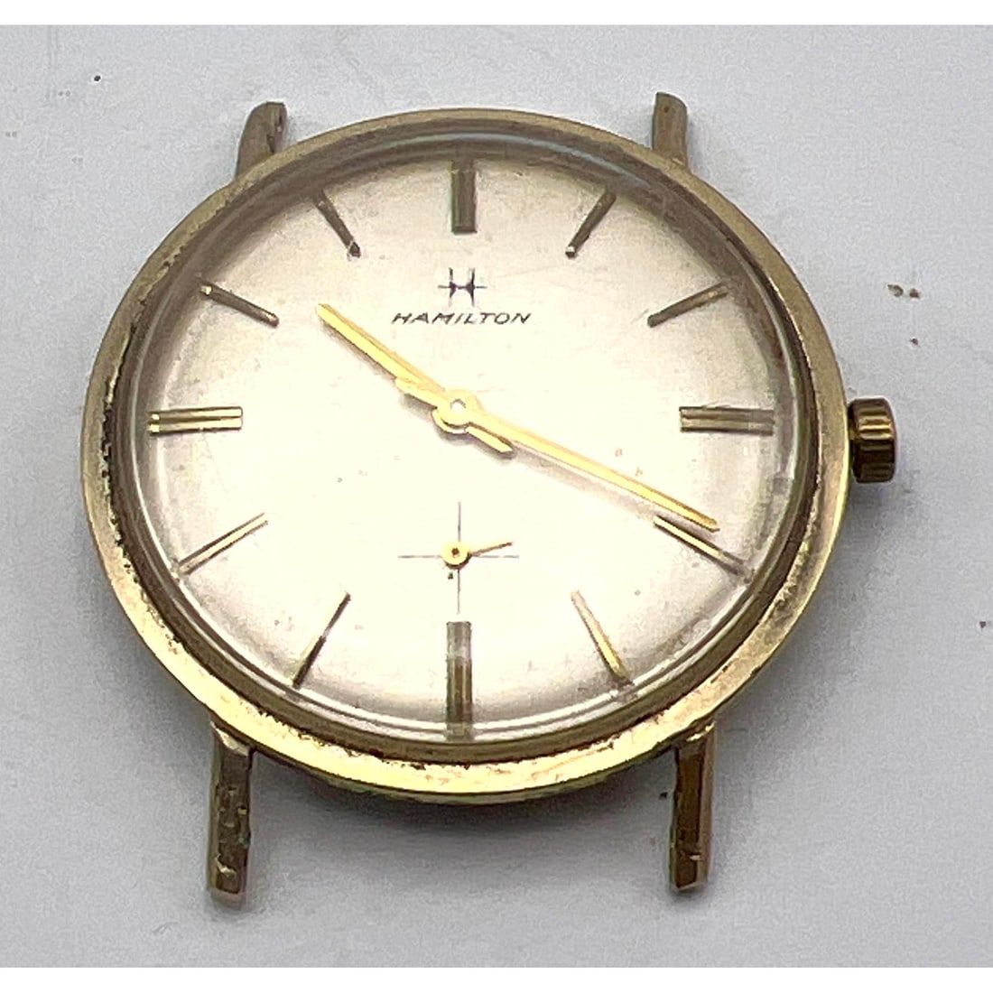 14K Gold HAMILTON Men's Watch Case. Large Round Face with second hand dial. Case Marked 14K. (1 of 7)