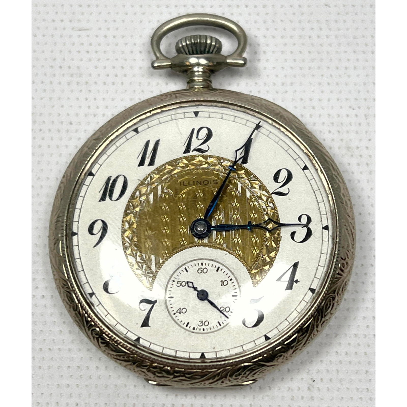 14k Gold Illinois Pocket Watch. Deco Face. (1 of 9)