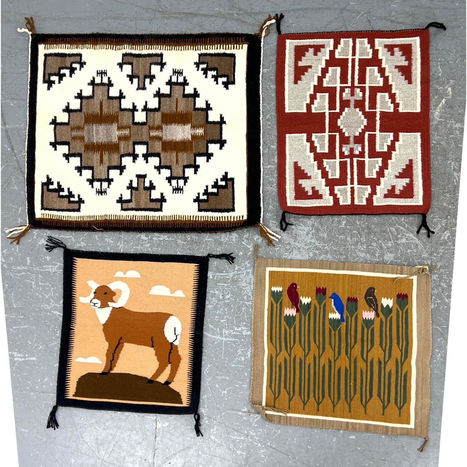 2'8 X 2'6 4pc American Indian Carpet Rugs. Signed.Crownpoint, New Mexico (1 of 10)