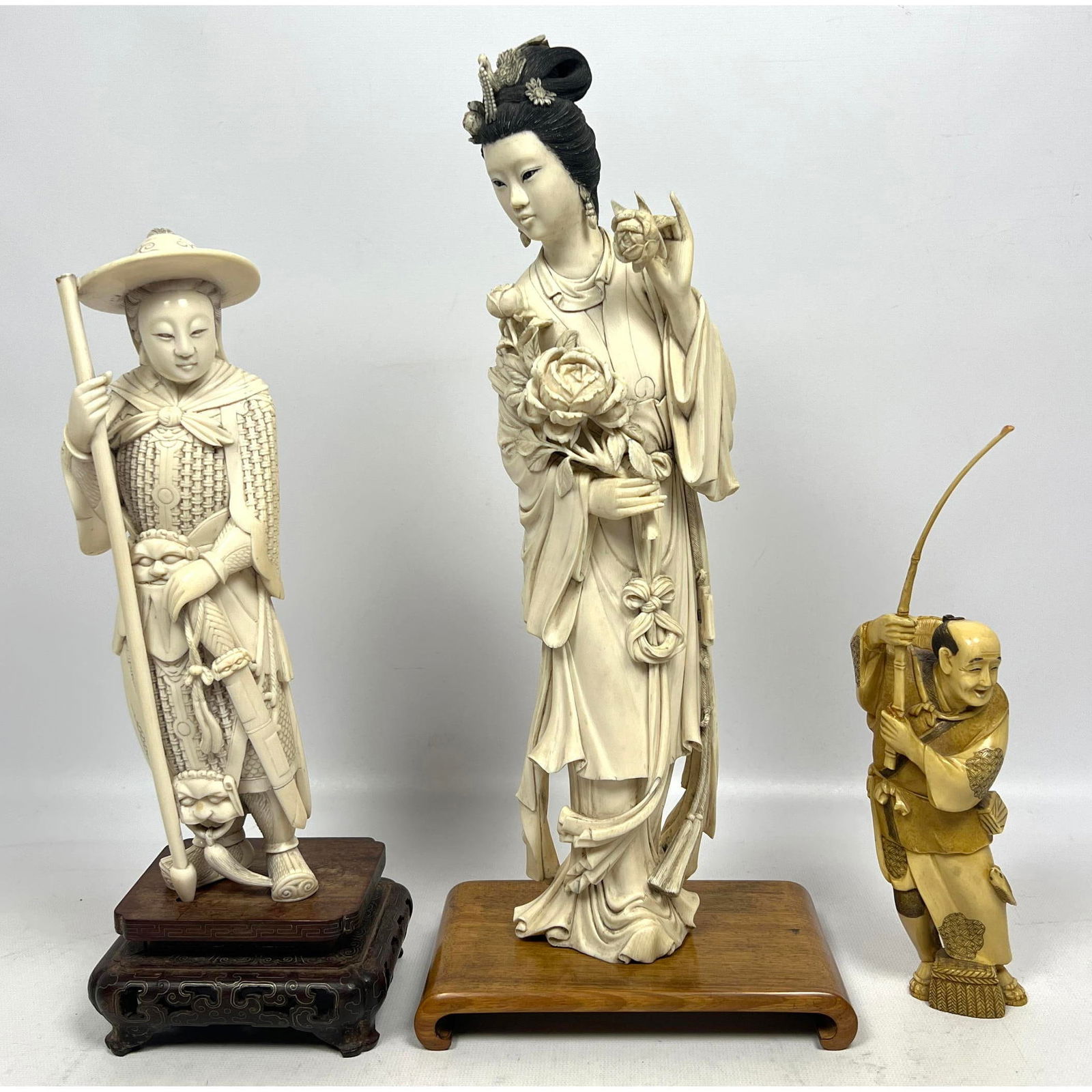 3pcs Chinese Carved Figures. Asian figures. (1 of 20)